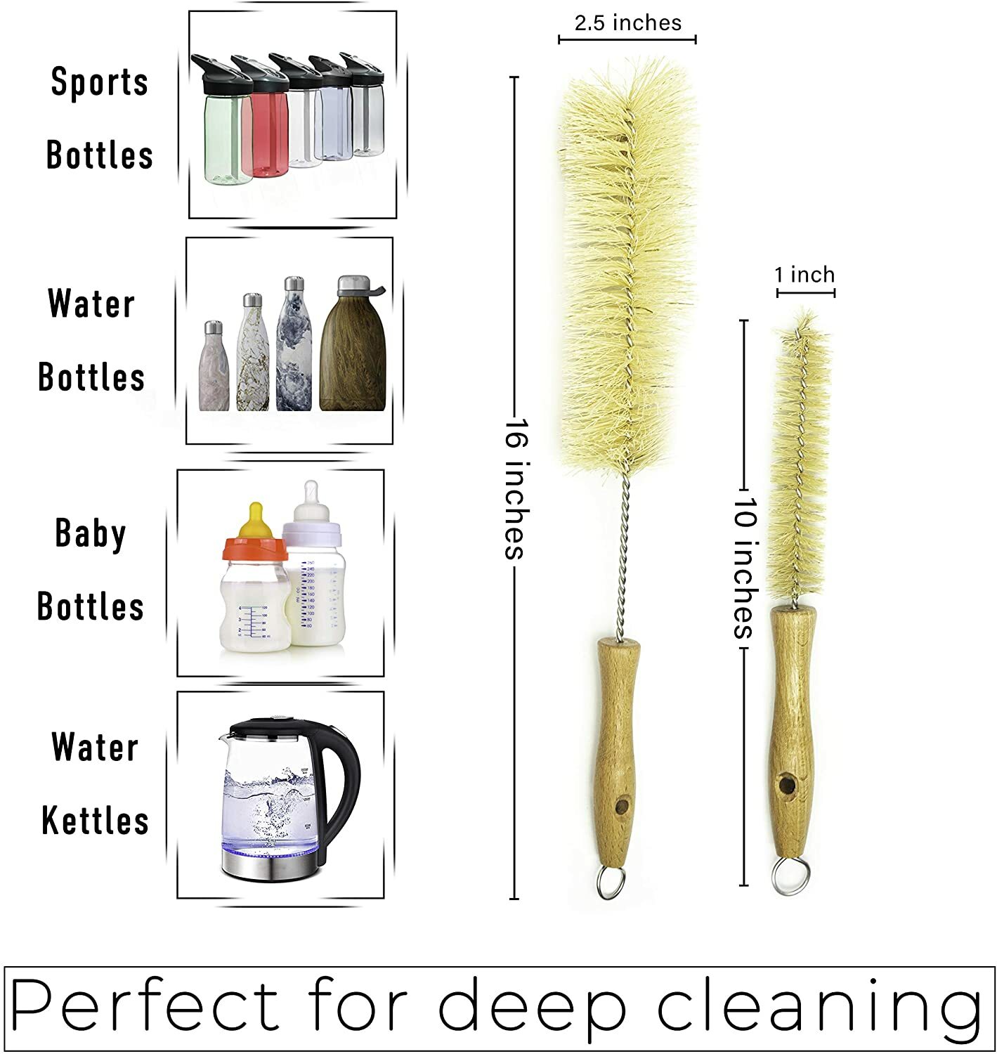 Gaia Guy. Natural Bottle Brush and Straw Set – Bottle Cleaners – Sisal Bristles