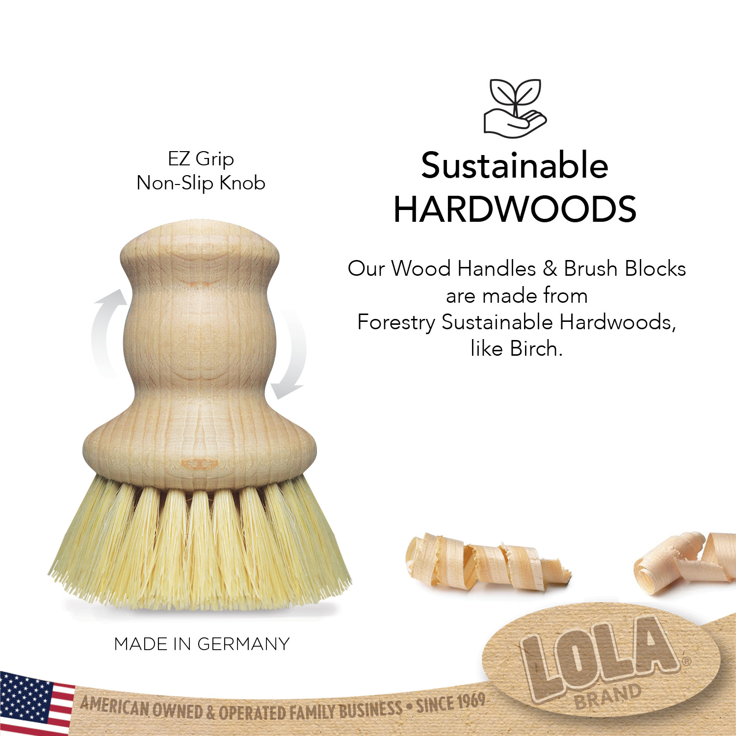 The Original Tampico Vegetable Palm Brush by LOLA – Wood Handle Tampico Bristles