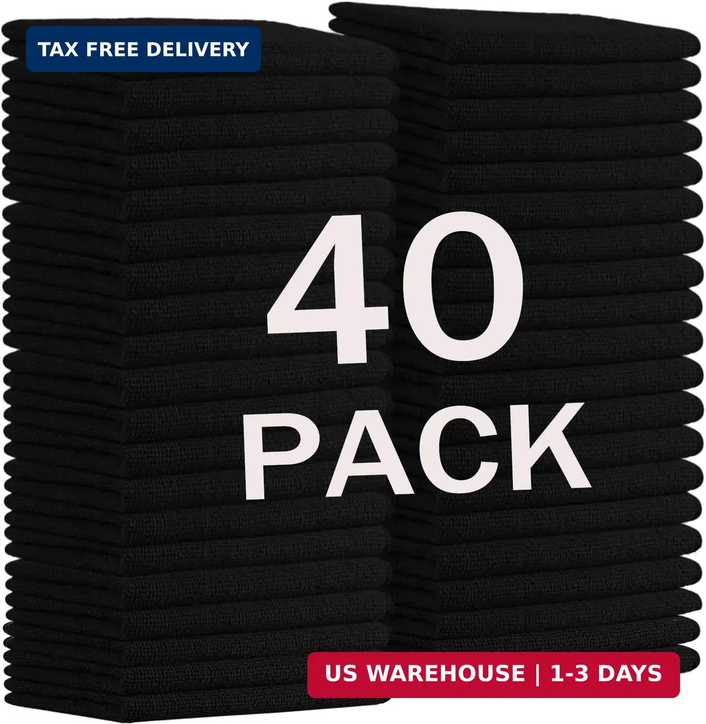 MRD’s Home 12″ x 12″ Black Microfiber Cleaning Cloth,40Pack Multi-Purpose Reusab