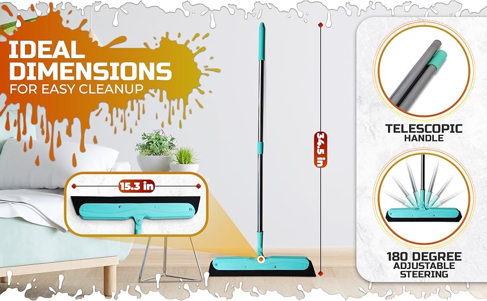 Floor Squeegee – 34.5″ Telescoping Squeegee for Window Cleaning with Durable