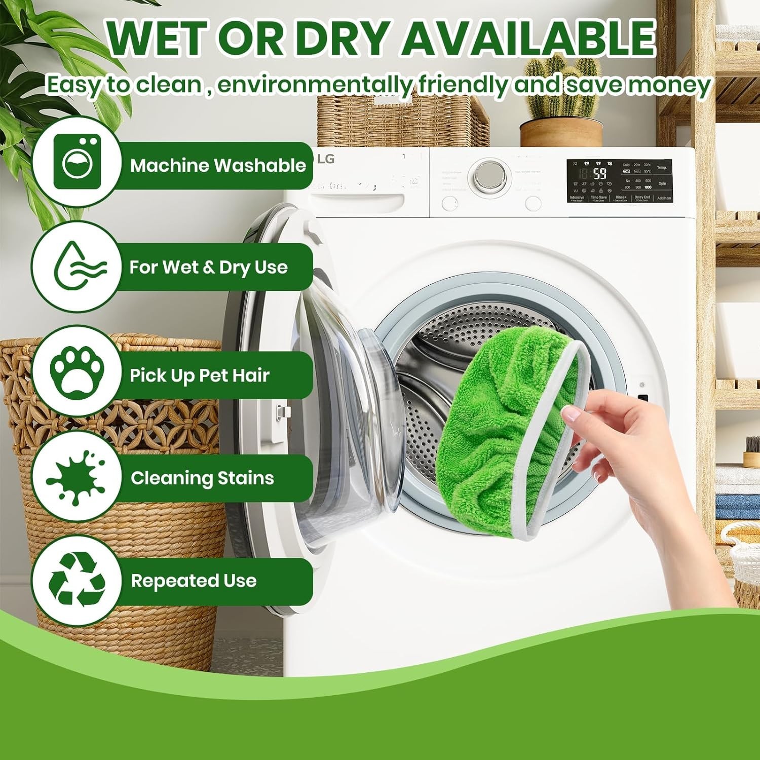 6 Pack Reusable Microfiber Mop Pads – Eco-Friendly Cleaning for All Floors