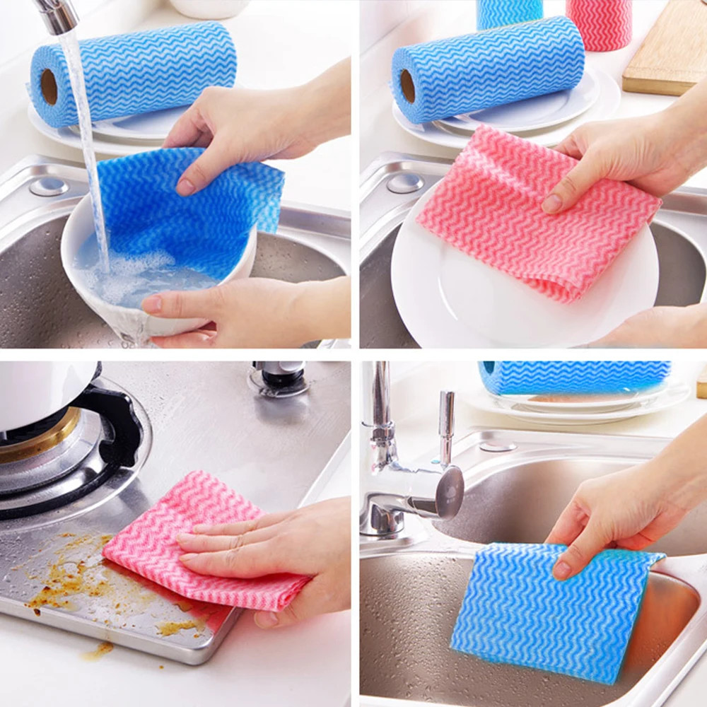 50 Count/Roll Cleaning Towels Reusable Cleaning Cloth Dish Rags Kitchen Paper To