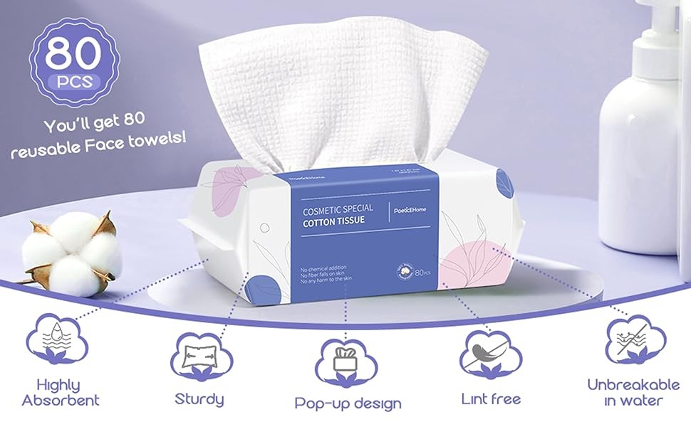 Disposable Face Towel | Thick & Absorbent | Clean Face Tissue Biodegradable |