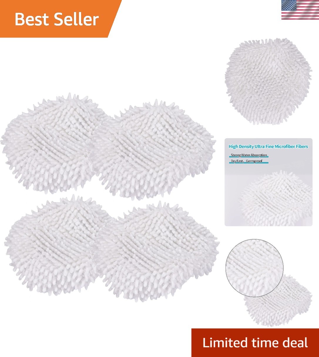 High-Quality Microfiber Mop Pads for Light ‘N’ Easy S3601 – Reusable 4 Pack