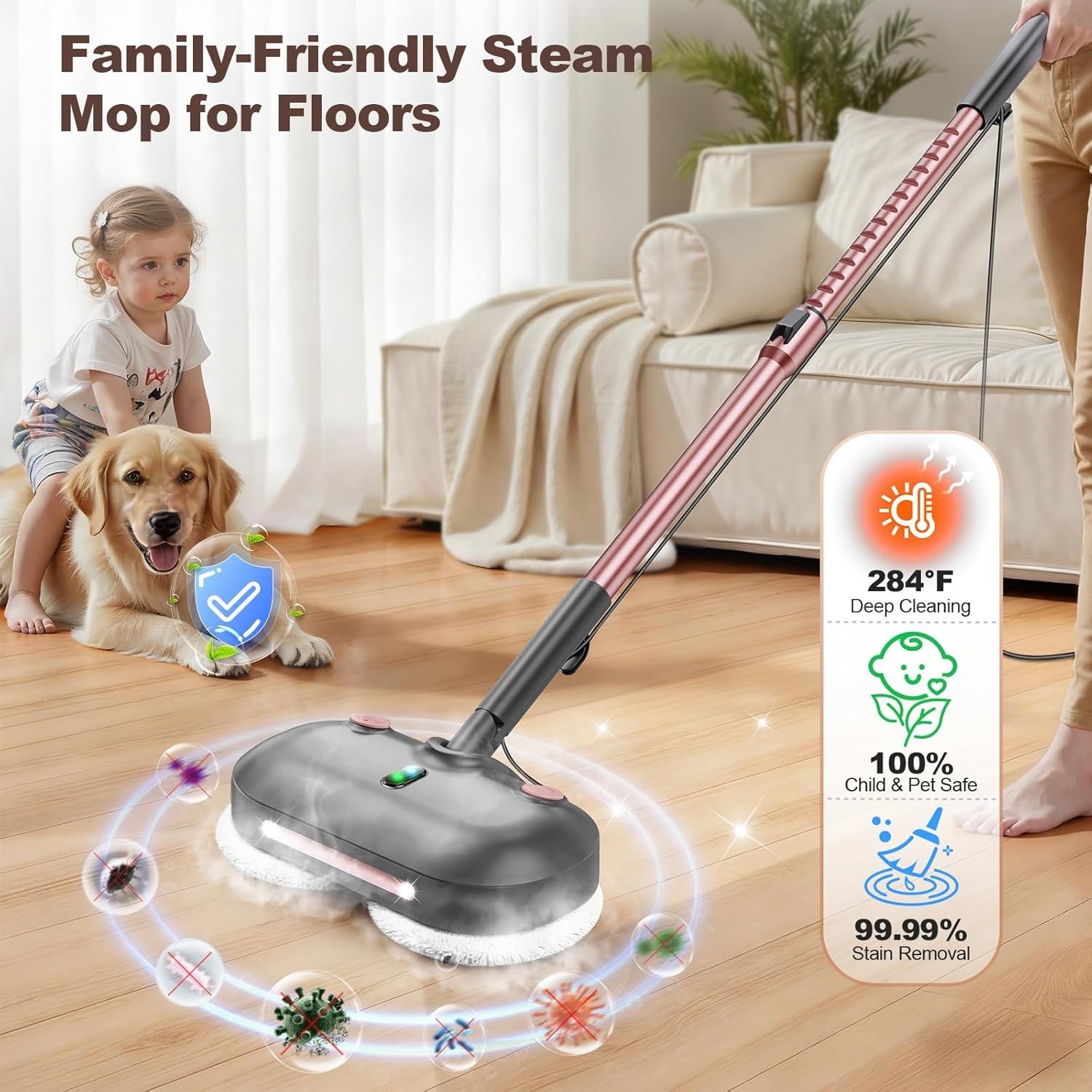 Scrubbing Steam Mop with Rotating Pad,Spin Steam Cleaner for Floor Cleaning |…