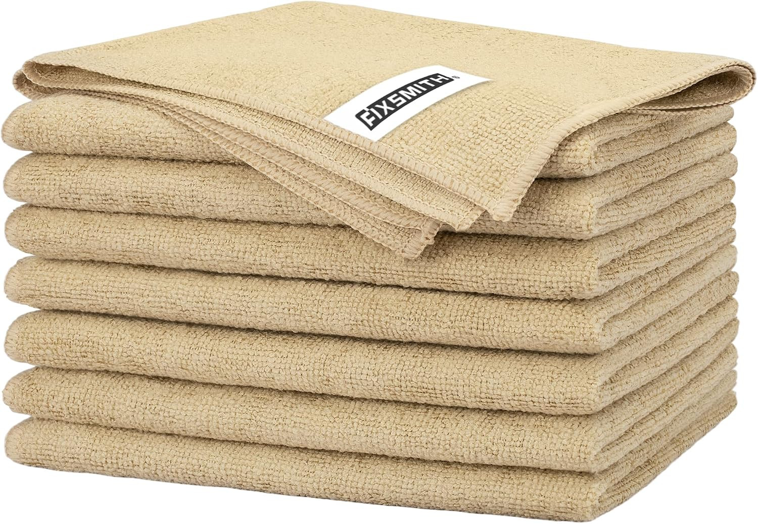 Beige Microfiber Cleaning Cloth -Pack of 8, Highly Absorbent Cleaning Rags, 16″X