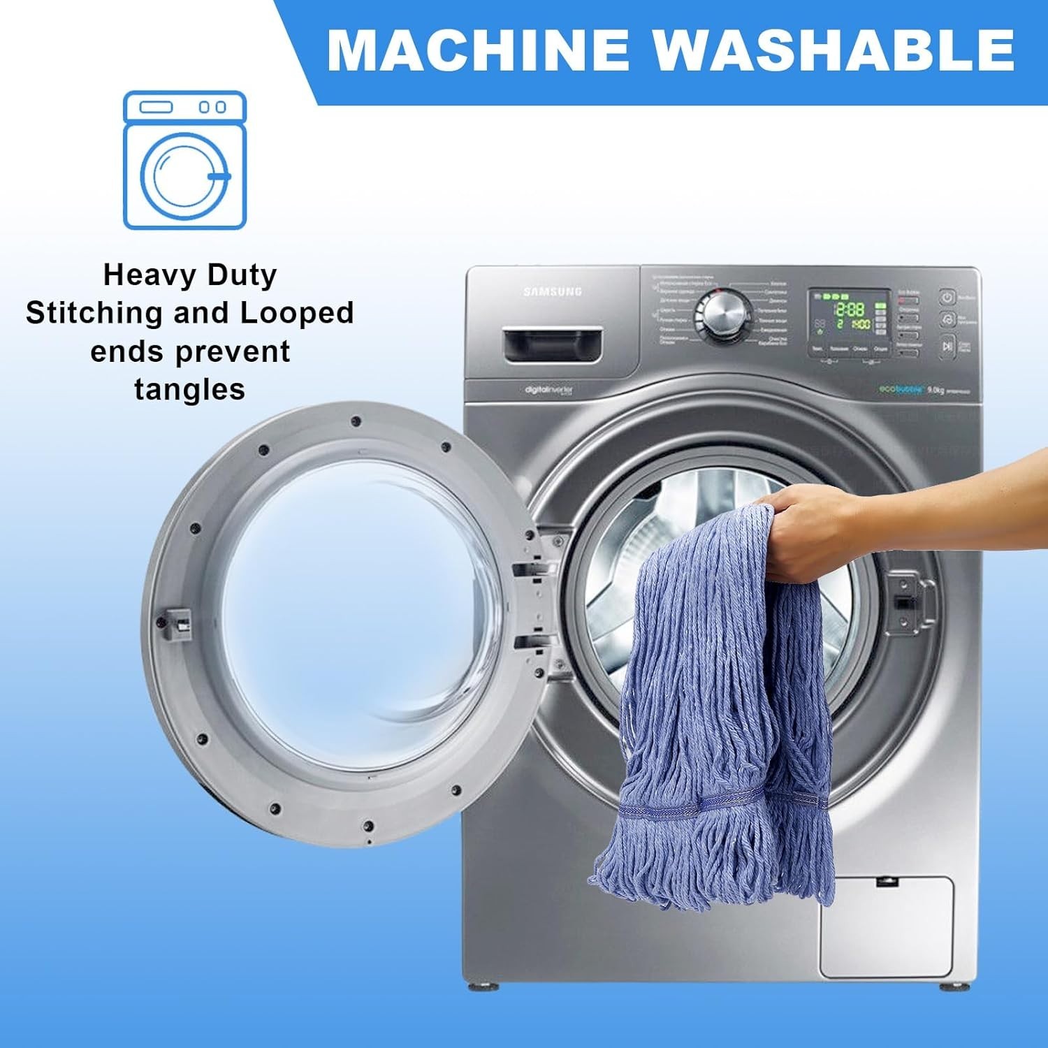 Commercial Mop Head Replacement Heavy Duty Cotton Looped End String Mop Blue …