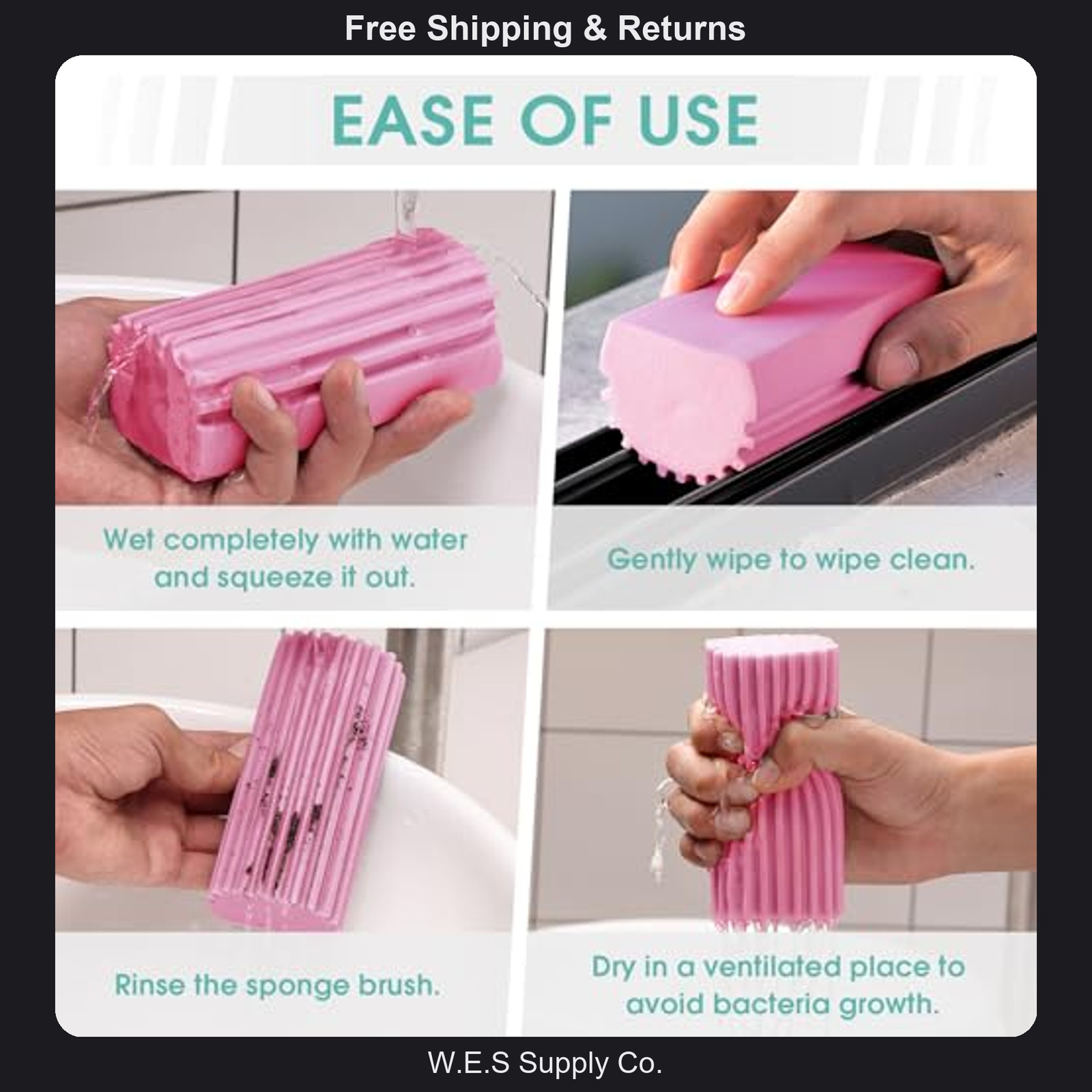 4 Count Mr. Scrub Pink Damp Dusting Sponge for Household Cleaning