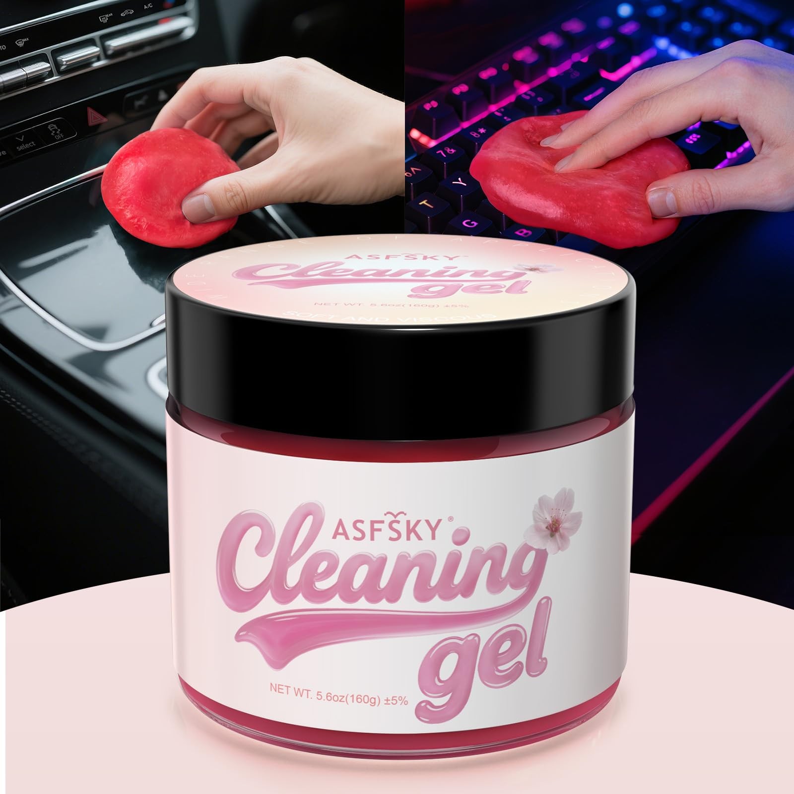 ASFSKY Car Cleaning Gel (Pink,Sakura) 1 Count (Pack of 1), Pink