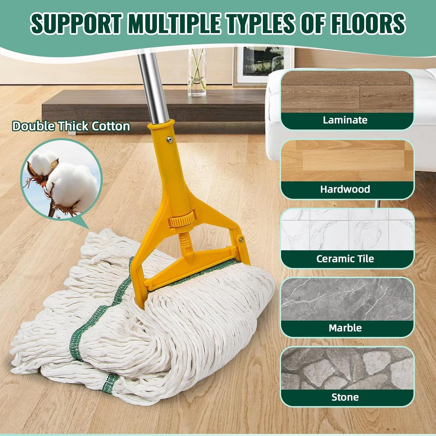 20oz Heavy Mop Replace Head 6 Pack Commercial Replacement Mop Refills