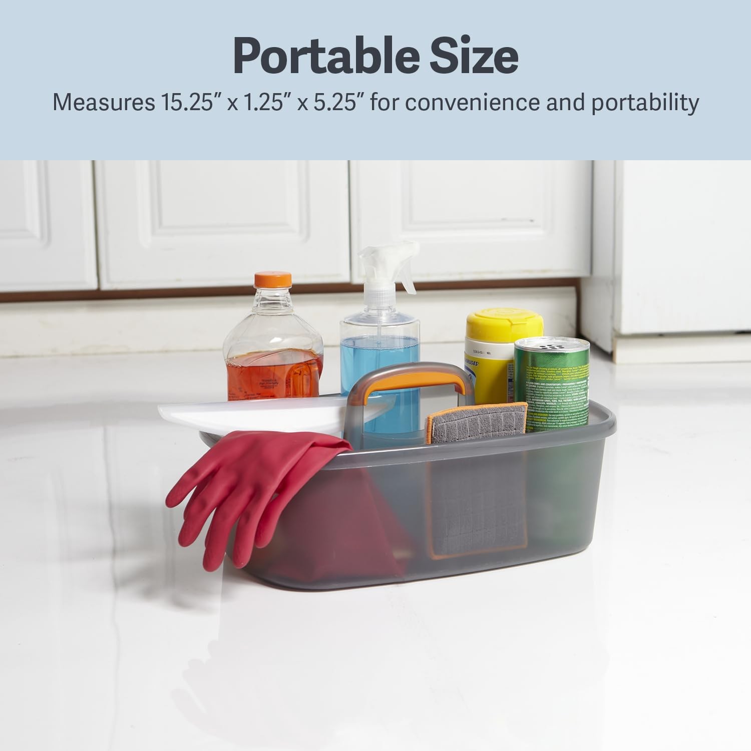 Casabella Cleaning Storage Caddy with Handle Plastic 1.85 Gallon, Gray