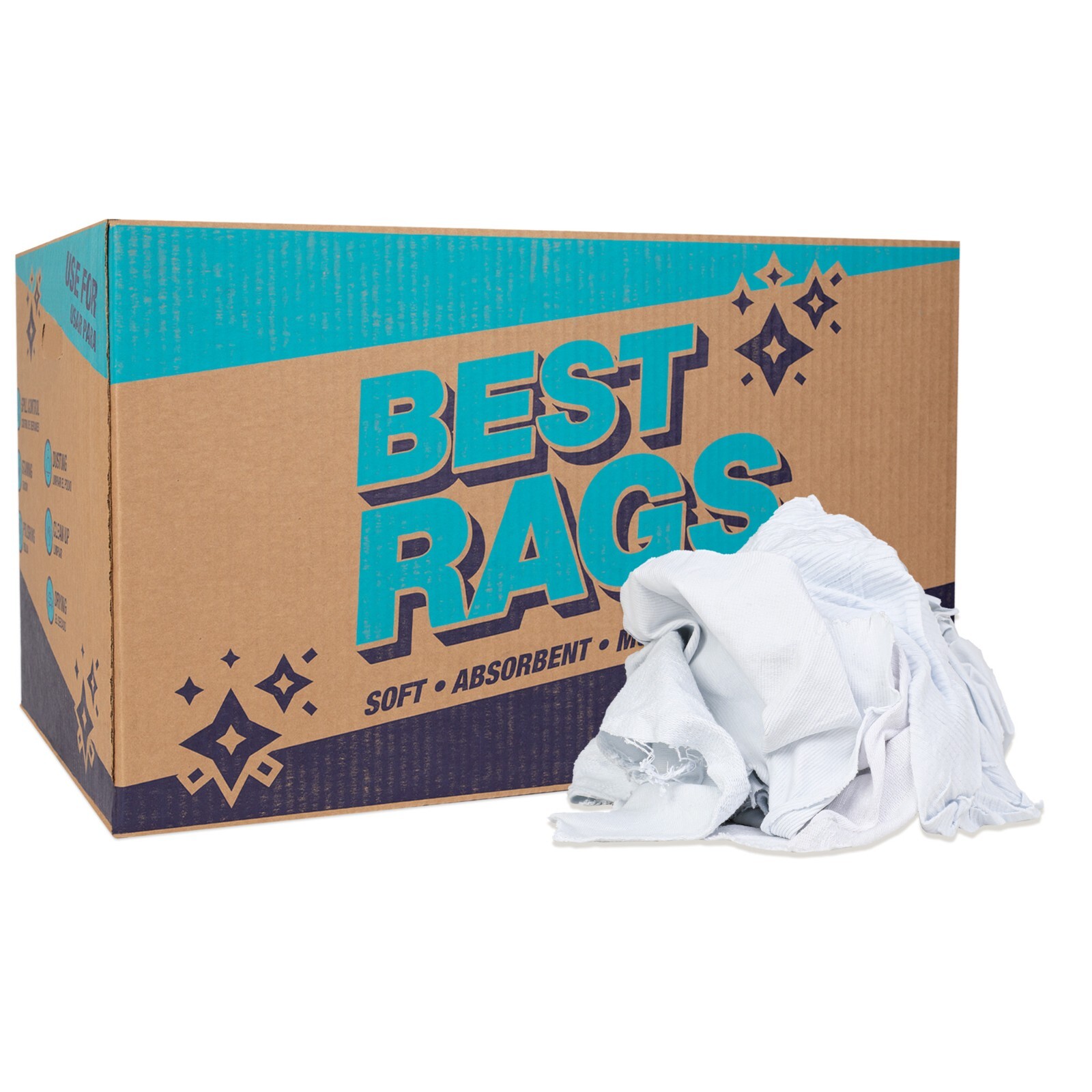 White Knit Cleaning Rags – Premium T-Shirt Absorbent Multipurpose, Size Options