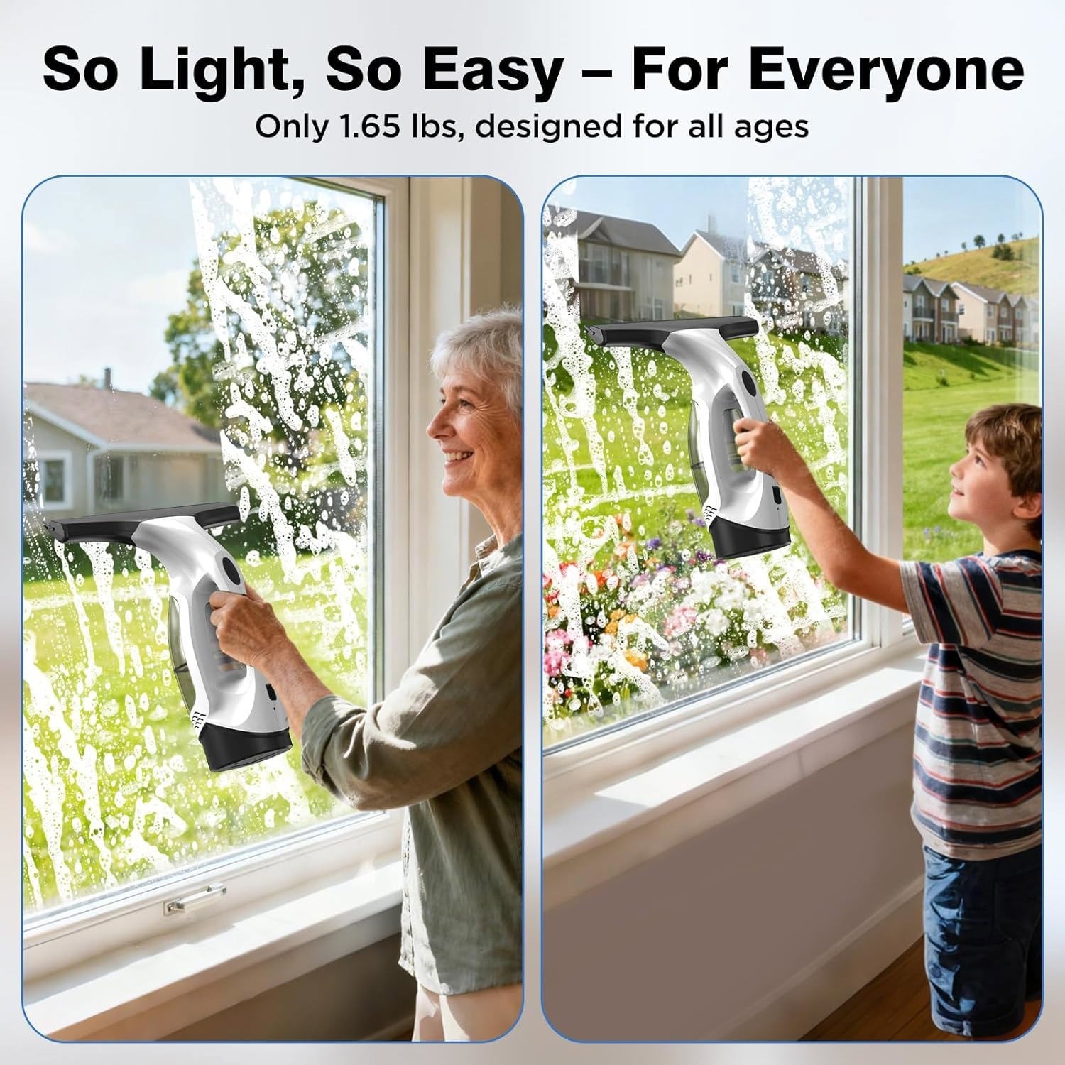 Cordless Window Cleaner Vacuum Squeegee Glass Wiper Multisurface Adjustable New