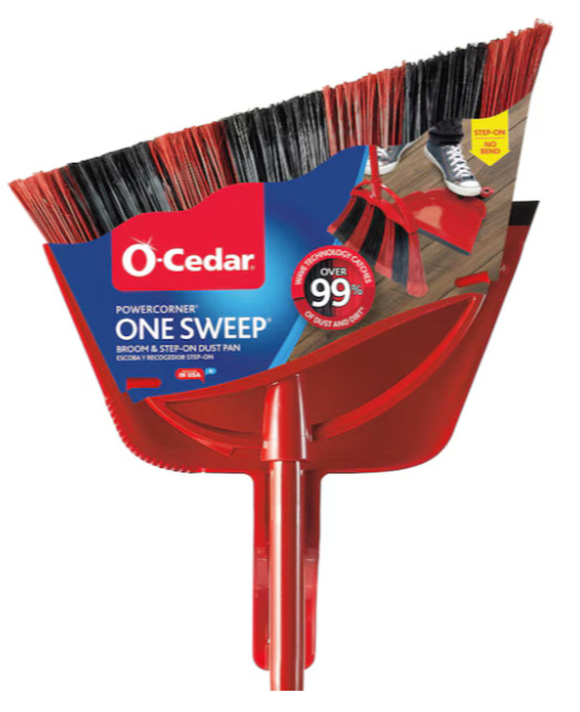 O-Cedar Broom and Dustpan Combo PowerCorner One Sweep 13.5-in Poly Fiber Set NEW