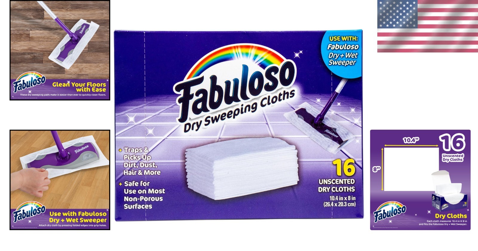Unscented Dry Sweeping Cloths – 10.4×8 Size, 16 Count for Efficient Cleaning