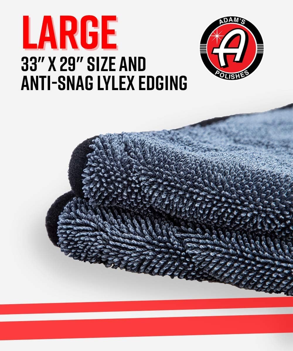 Adam’s Polishes Jumbo Plush Drying Towel 33 x 29 inches 1500 1 Pack, White
