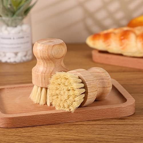 Bamboo Dish Scrub Brushes Set with Natural Sisal Bristles, 200 Pack