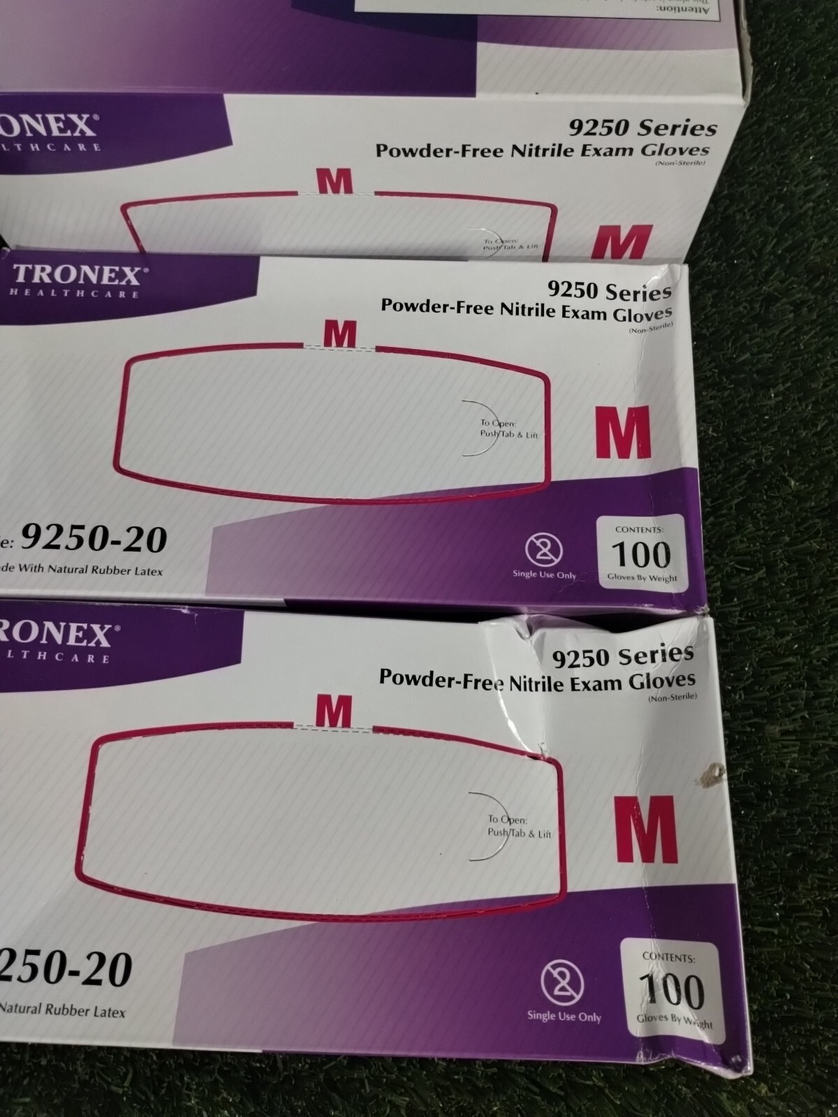 TRONEX 9250-20 NITRILE FINGERTIP TEXTURED EXAM GLOVES- MEDIUM “LOT OF 3 BOXES”