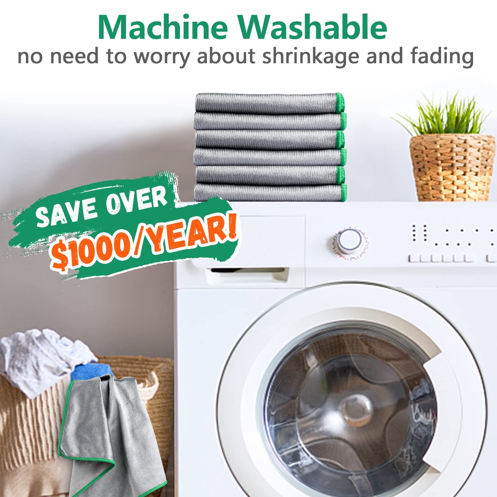 Airlab Glass Polishing Streak Free Miracle Cleaning Cloth, Sliver-Green | Lint F