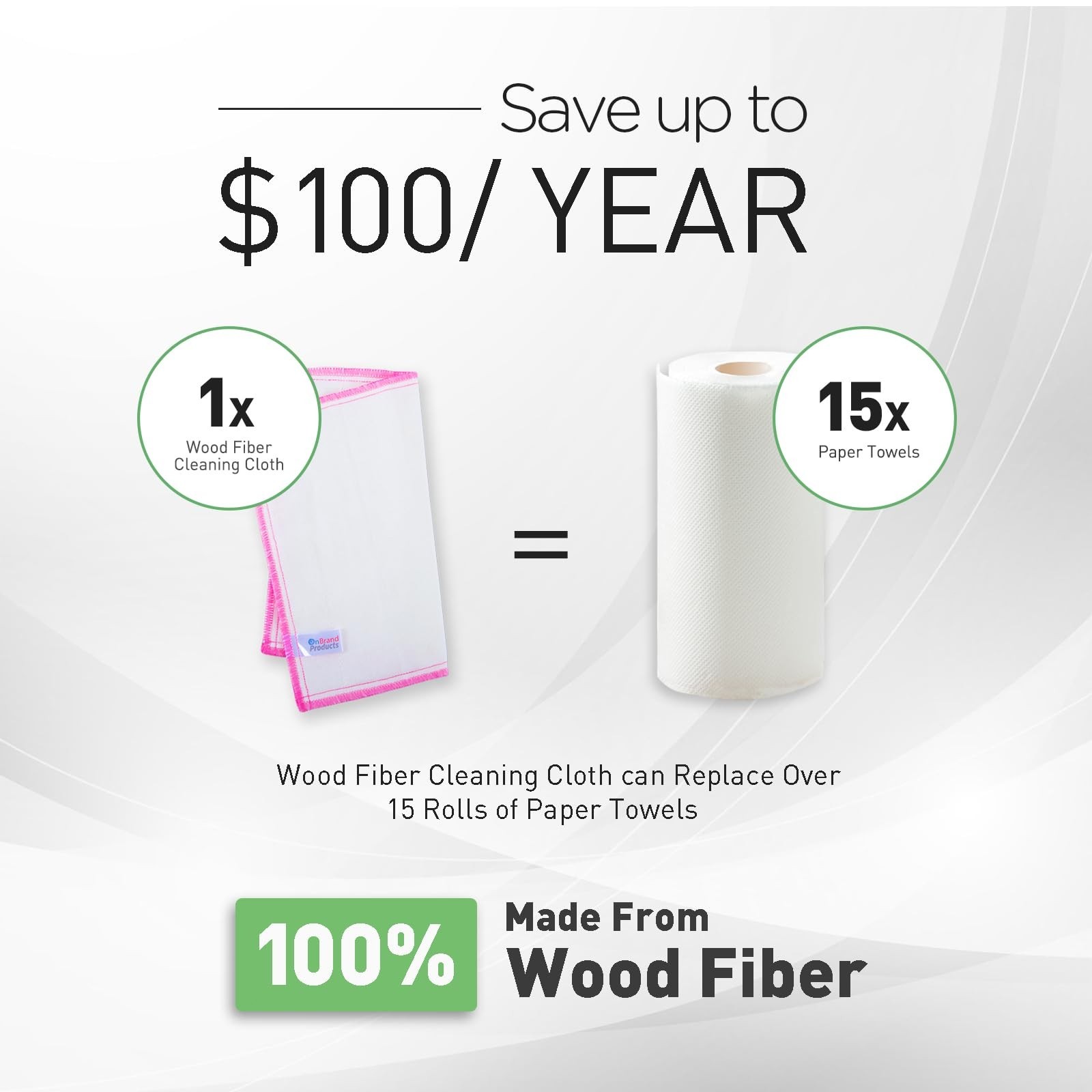 OnBrand Naturally Wood Fiber Cleaning Cloth, 16 Pcs Kitchen Cleaning Cloths