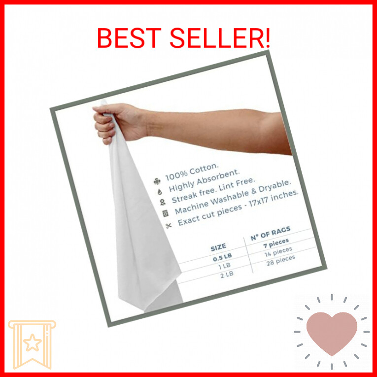 VALENGO New Lint Free Rags 100% Cotton Cloth, Soft Tshirt Rags, Lint Free Cloth