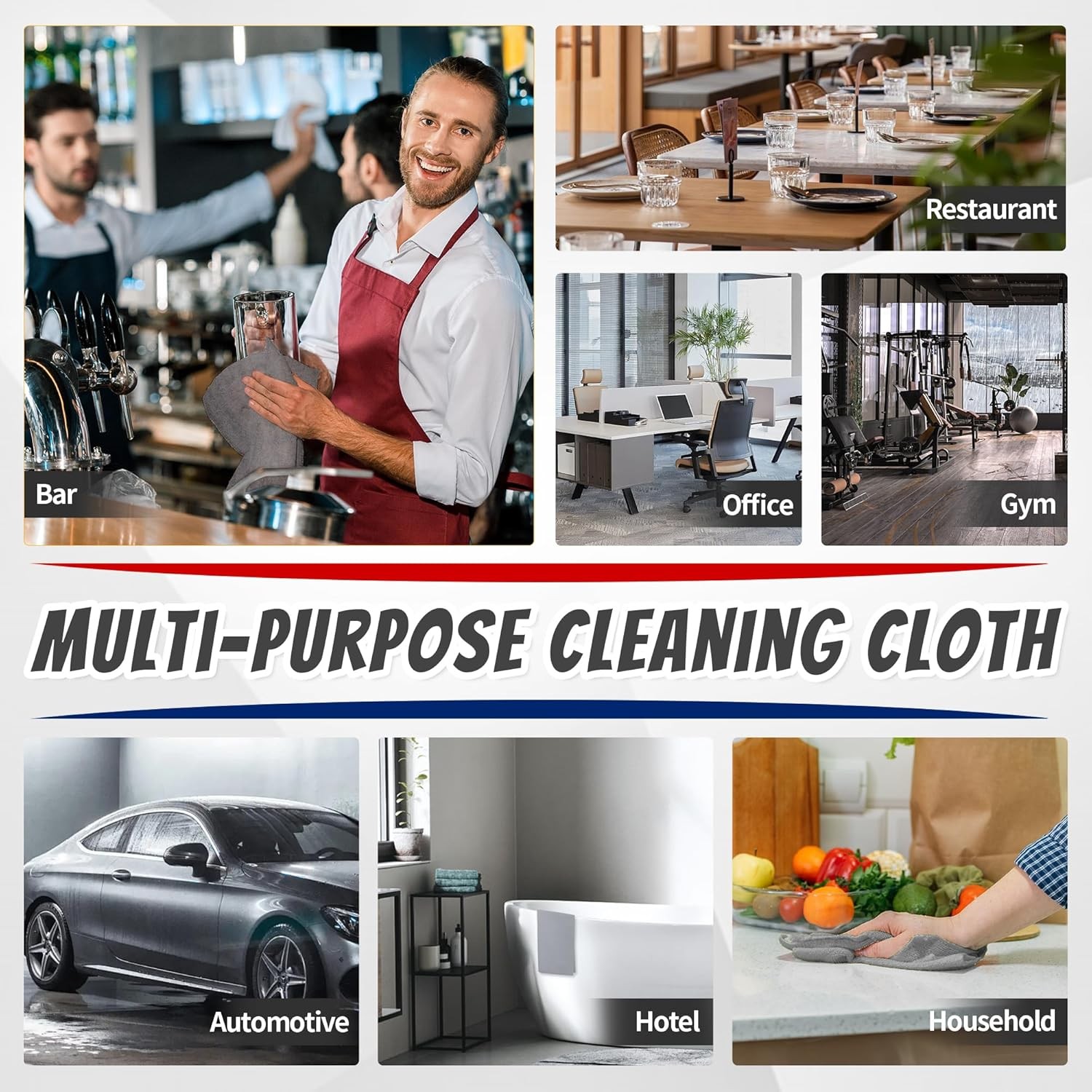 Shop Towels, Pack of 200, Grey Microfiber Cleaning Cloth Bulk, Microfiber Towels