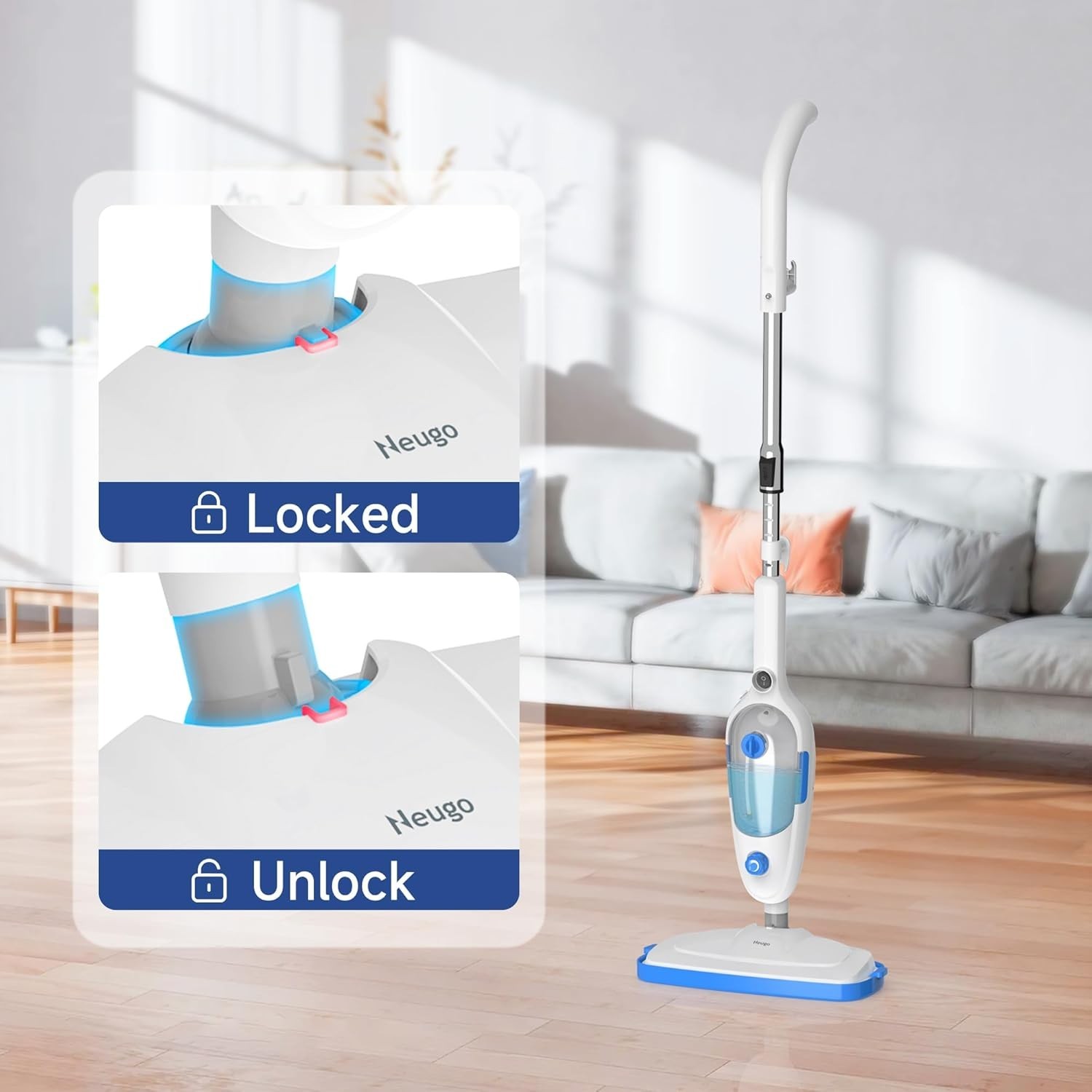 Steam Mop for Hardwood Floors Vinyl Tile Laminate Carpet Deep Clean 2 Washabl…