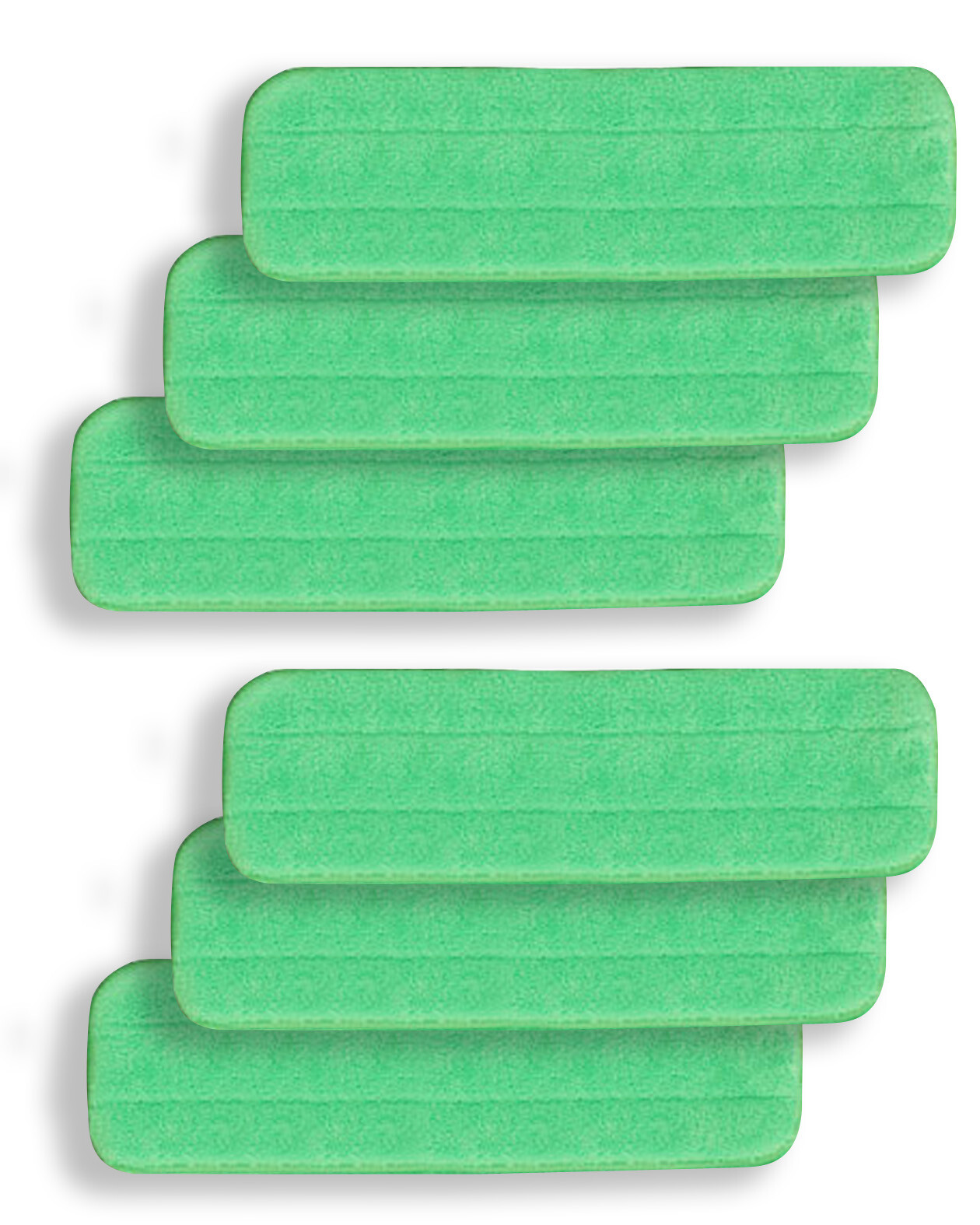 6 Green Microfiber dry Mop Pads Refill 6″x19″ Fits Bona,Libman,Scoth-Brite,etc..
