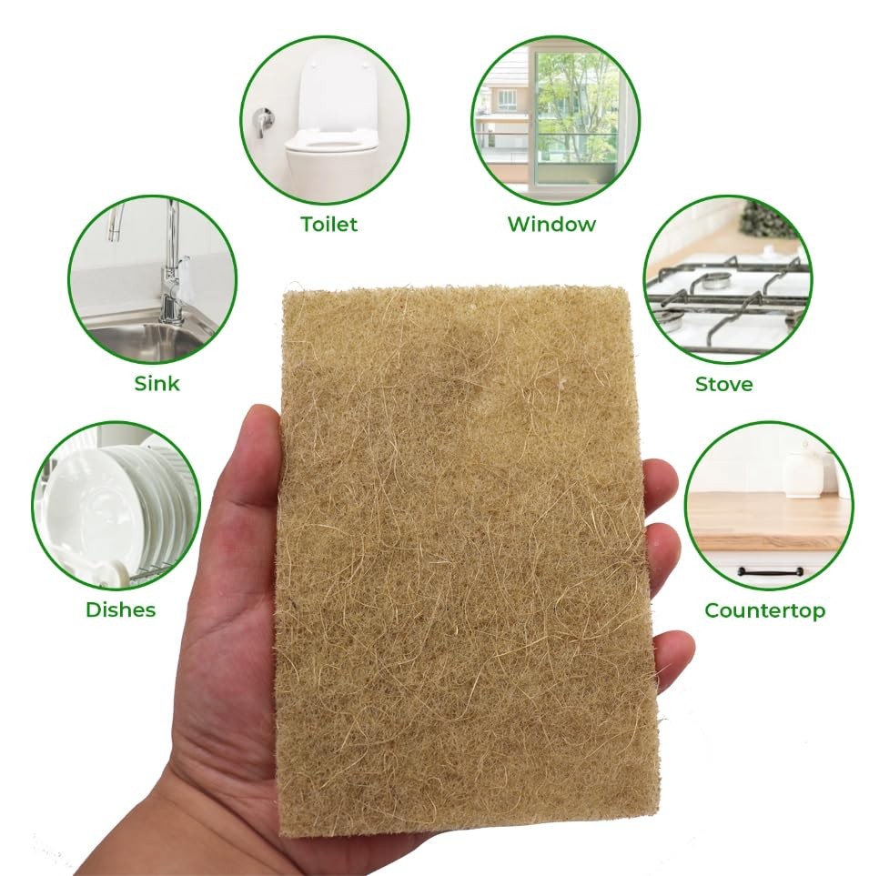 Sisal Scouring Pads 10 Pack NonScratch Dish Scrubbers Eco Friendly Kitchen Pots