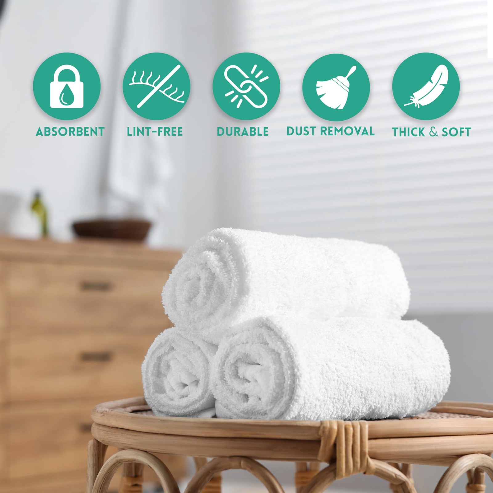 100% Cotton Terry Towels Cleaning Cloths, Pack of 50 (12″ x 12″) Multipurpose…