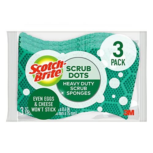 Scrub Dots Heavy Duty Sponge, Powerful Scrubbing, Rinses 3 Count (Pack of 1)