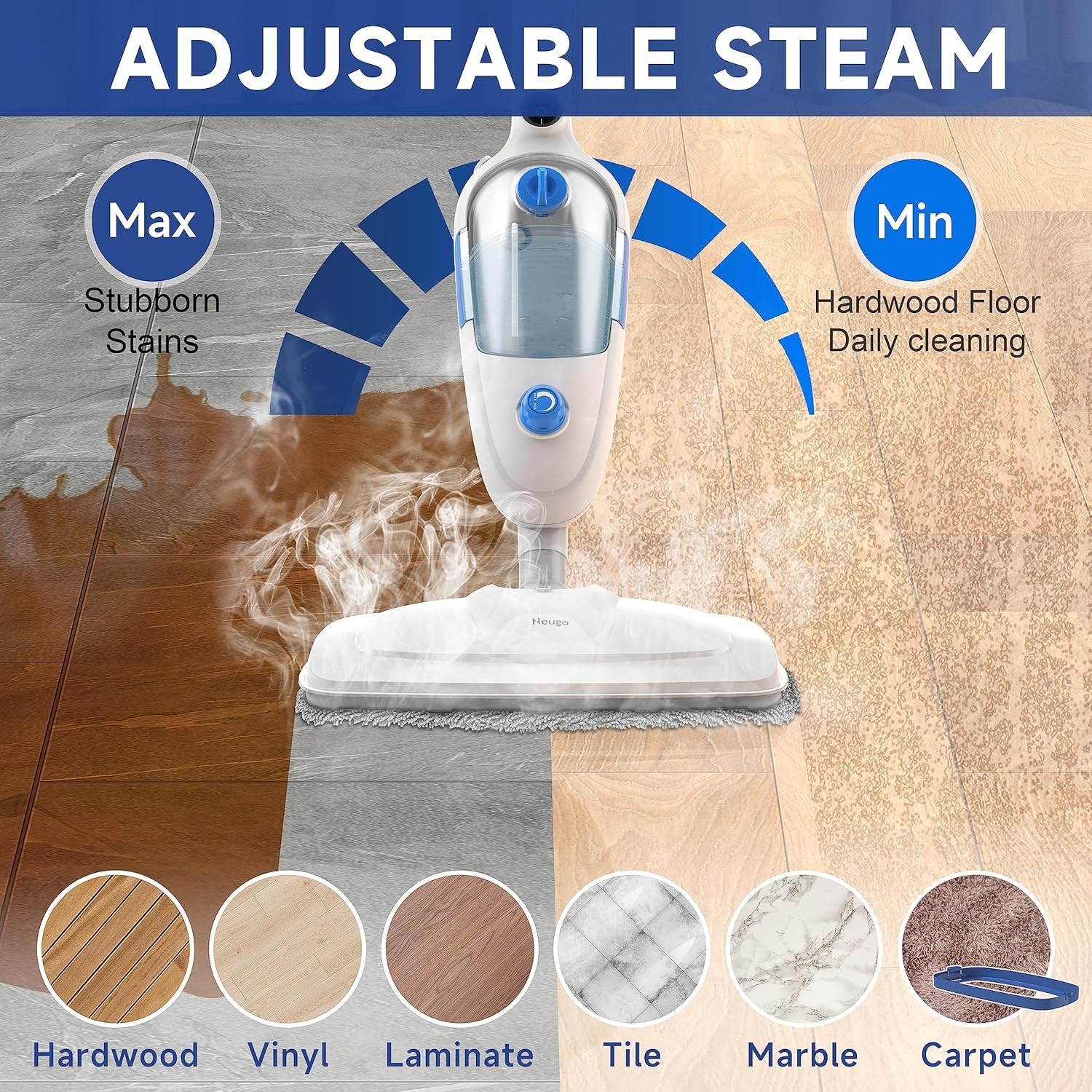 Steam Mop for Hardwood Floor Cleaning, Floor Steamer Cleaner Lightweight for …