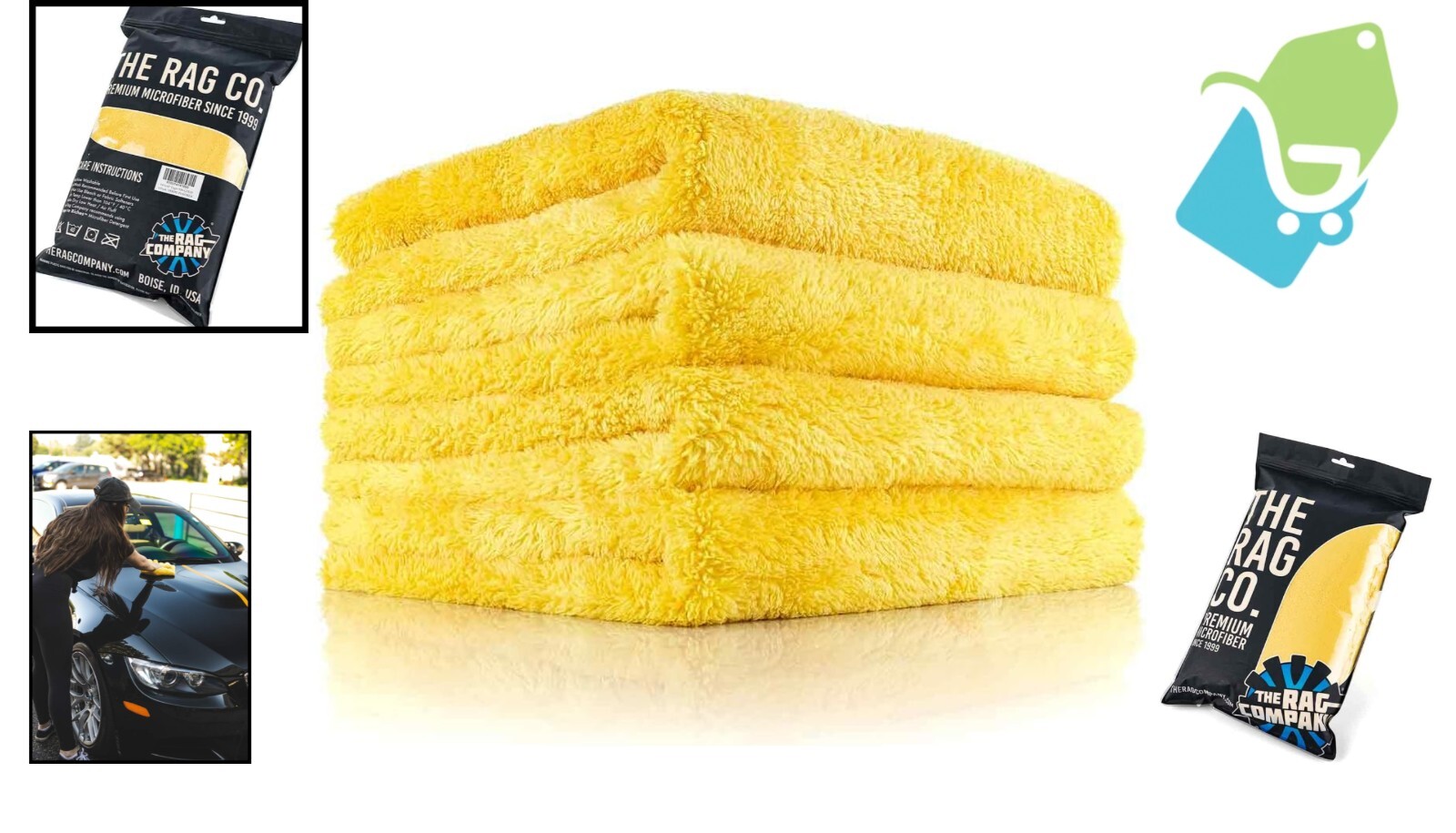 Eagle Edgeless 500: 4-Pack Super Plush Microfiber Detailing Towels, 16x16in Gold