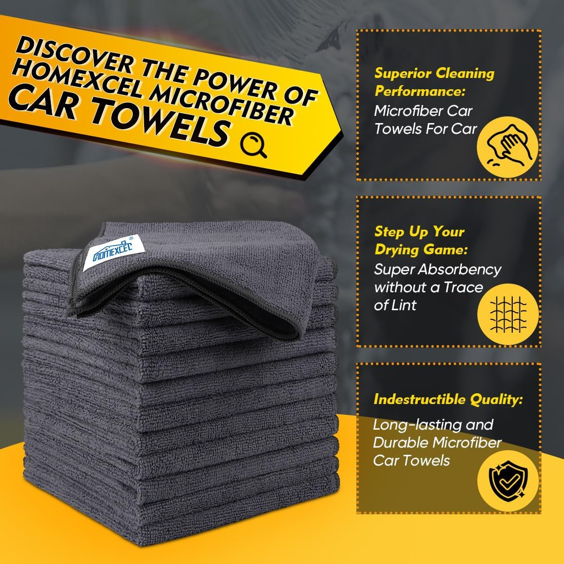 Microfiber Cleaning Cloth 12 Pack, 12.5 X 12.5 Inch Microfiber Towels for Cars,