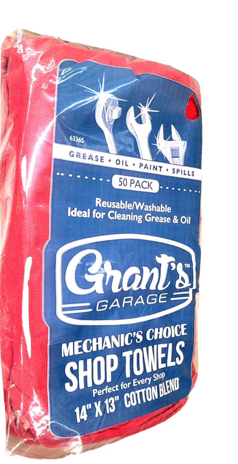 GRANT’S Mechanics Shop Towels 14 in. x 13 in., 50-Pack. Cotton blend.Rehusable