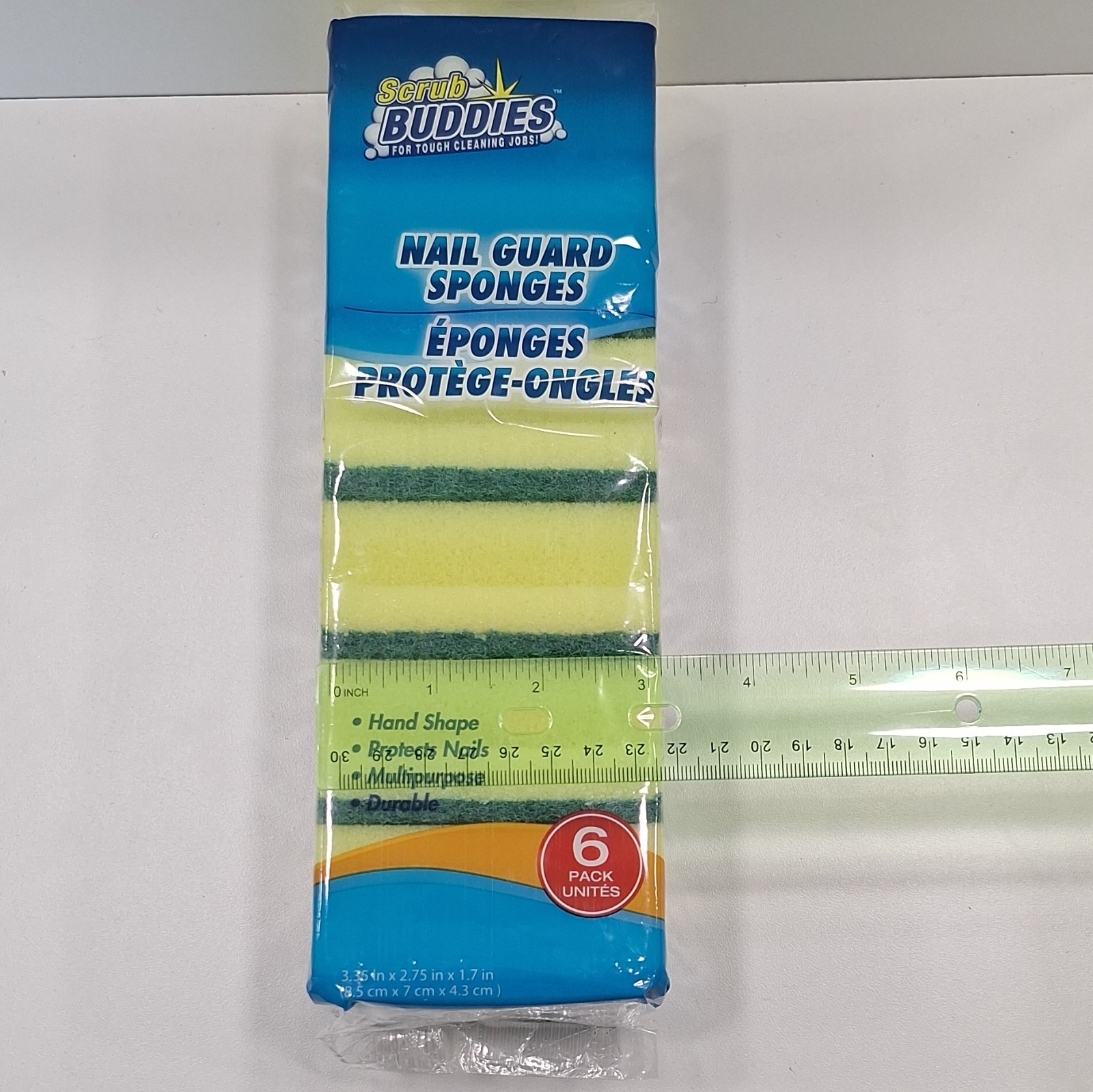 Scrub Buddies Nail Guard Sponges Protects Nails, 6-Pack Yellow/Green 185260