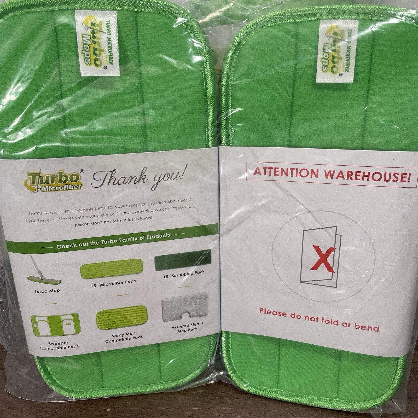 Turbo Microfiber Green Reusable Washable Spray Style Mop Pads 4-Count NEW