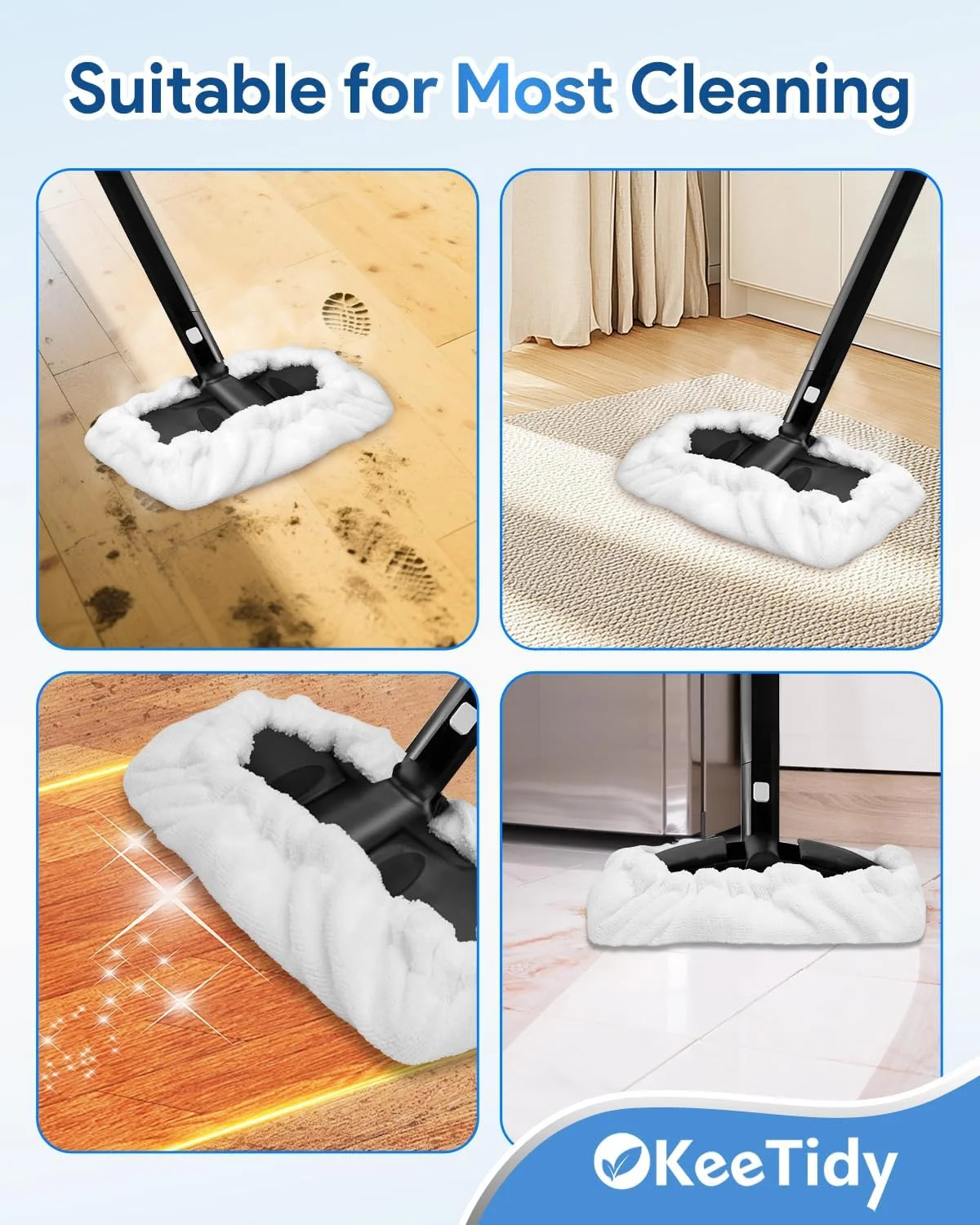 Reusable Steam Mop Pads – 6 Pack Microfiber for Multi-Surface Cleaning