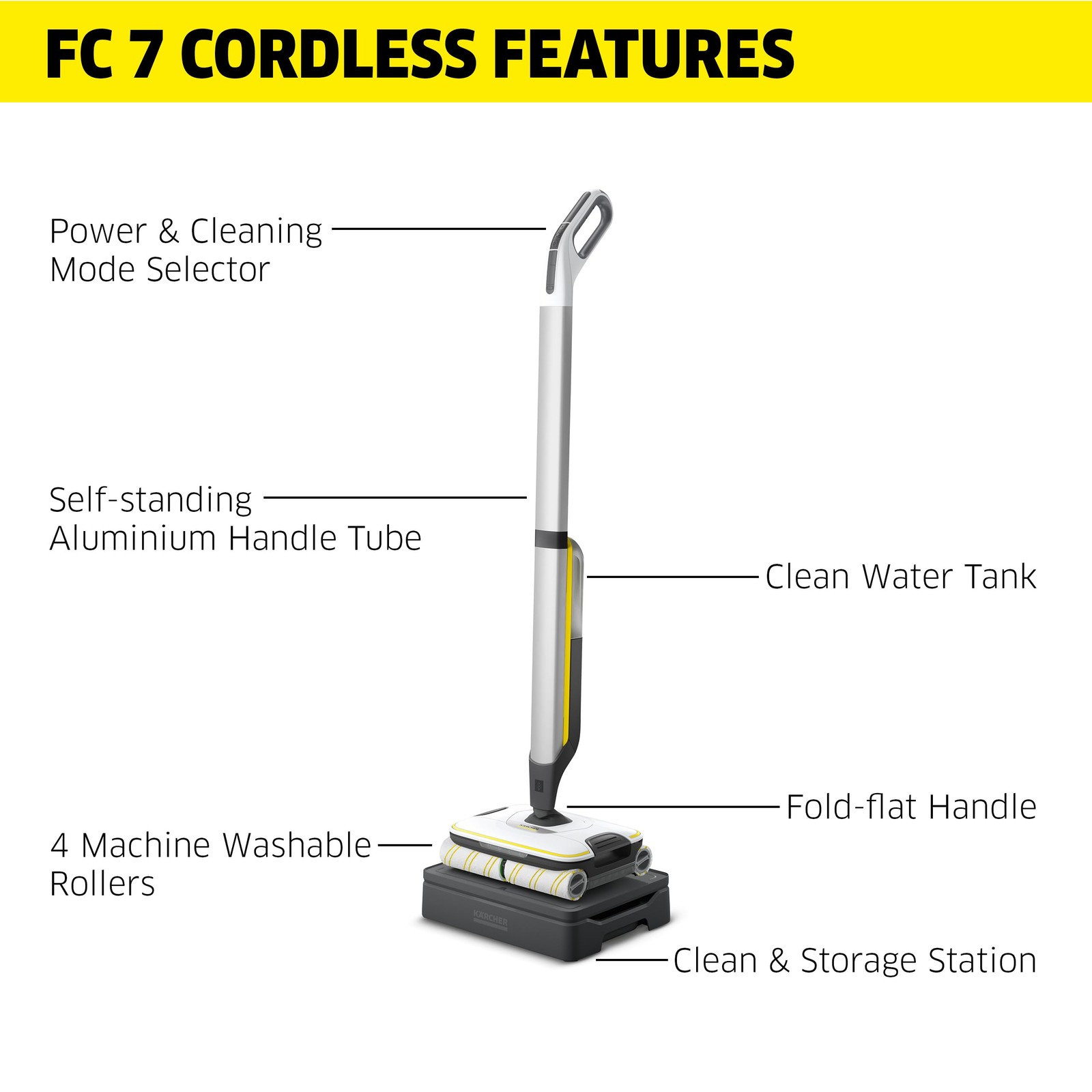 Kärcher FC 7 Electric Floor Cleaner, Wood, Tile, LVT, Vinyl & Stone Flooring