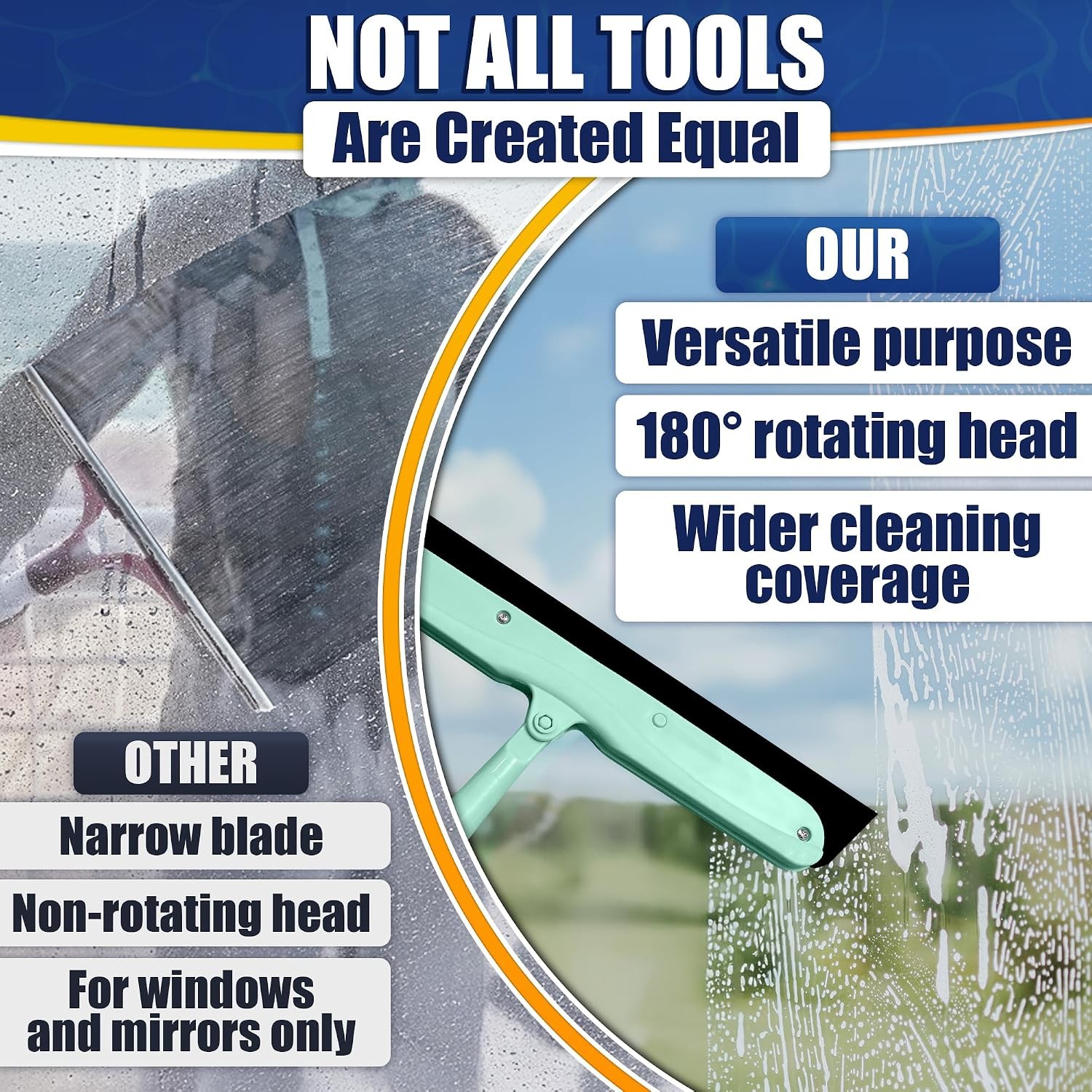 Floor Squeegee – 34.5″ Telescoping Squeegee for Window Cleaning with Durable