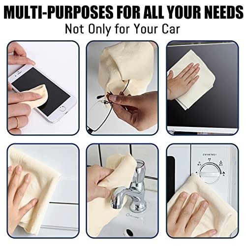 Chamois Cloth for Car 2 Pack Shammy Towel 24” x 16” (2.58 sq ft Each) Super