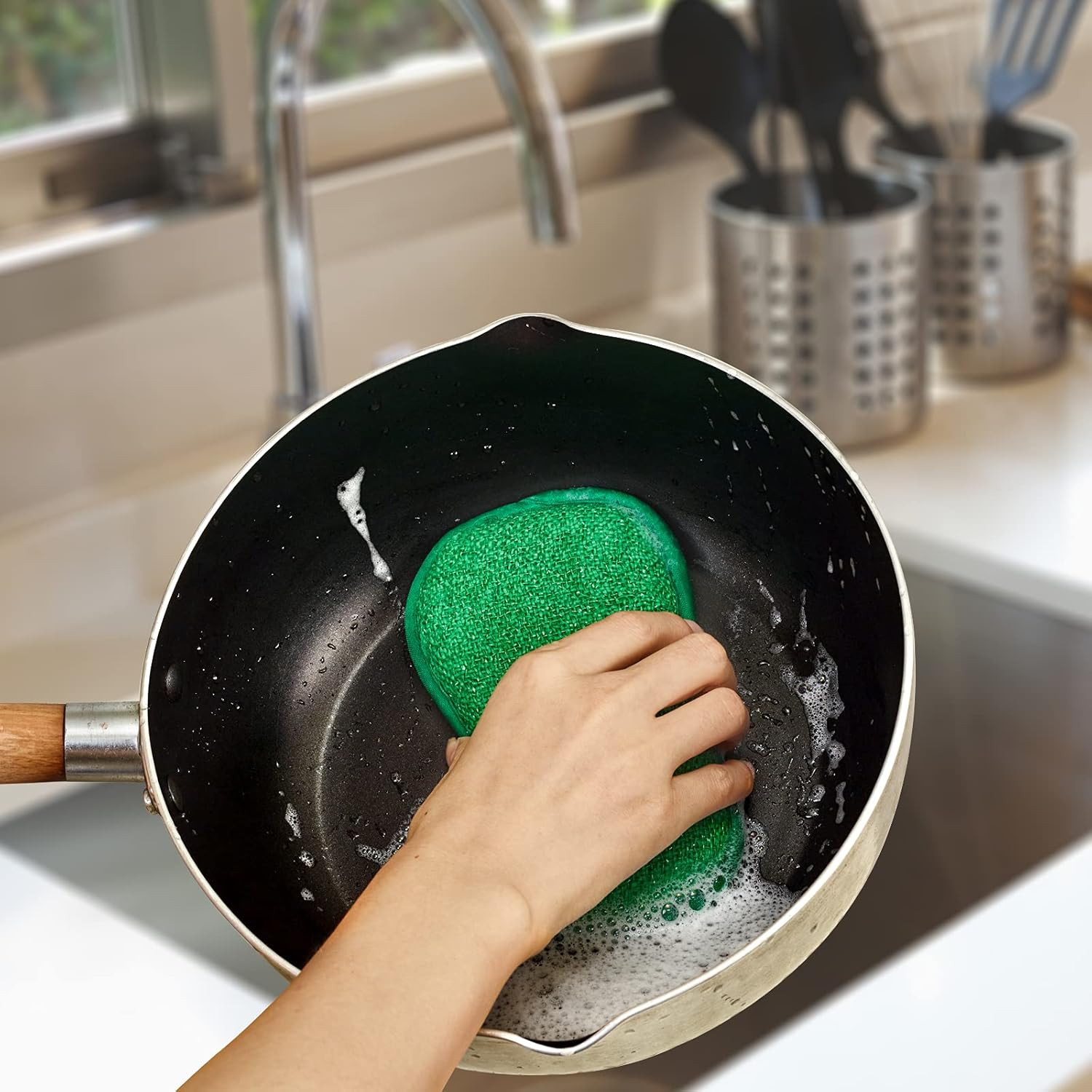 Kitchen Dish Sponge Scrubber Non Scratch, Dishcloth No Odor Reusable Washable Mu