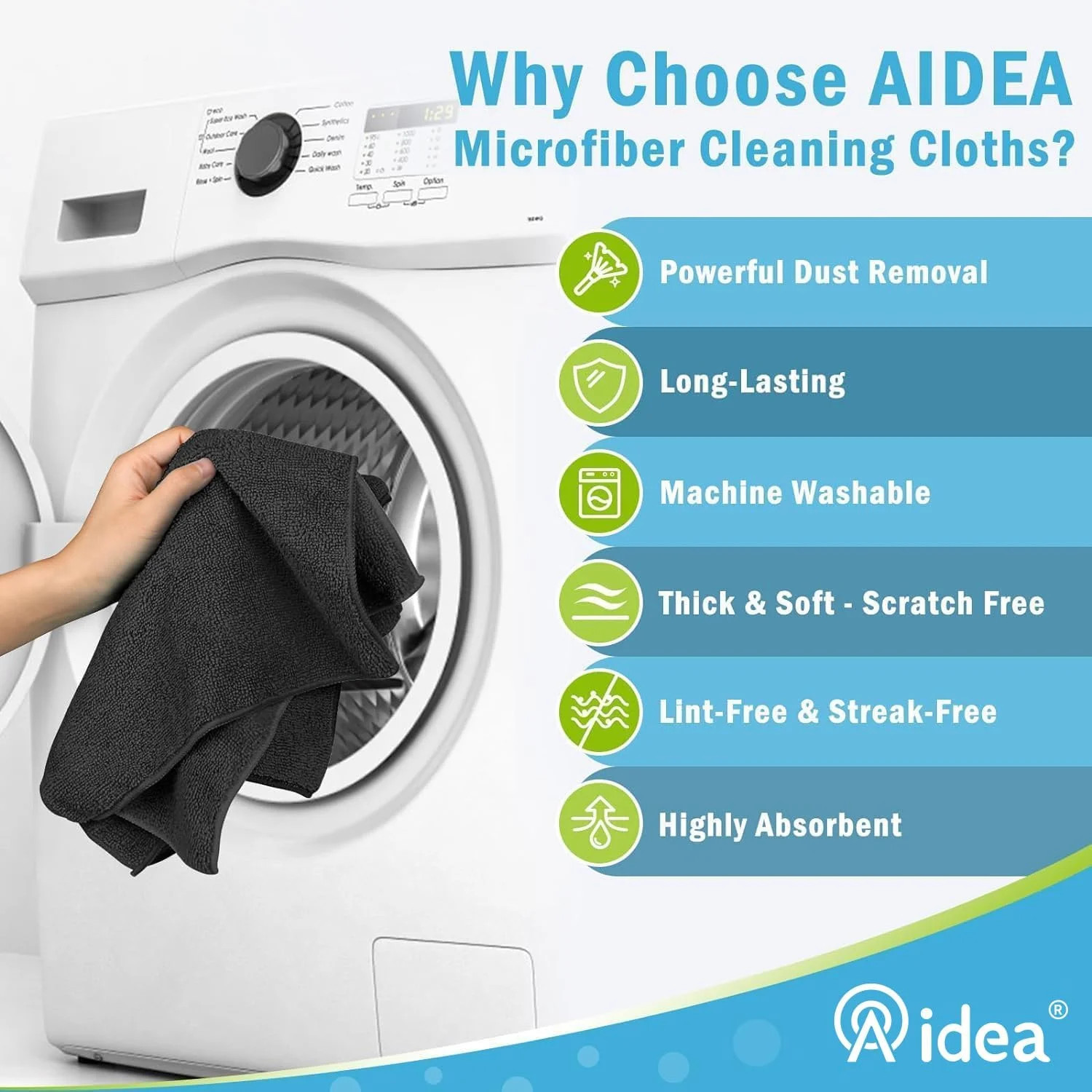 AIDEA Microfiber Cleaning Cloth-8PK, Soft Microfiber Towels for Cars, Absorbent