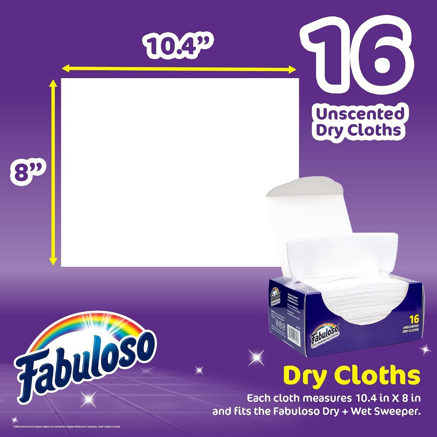 16 Unscented Dry Cloths for Sweeping – 10.4 x 8 Inches, Dirt Trapping Efficiency