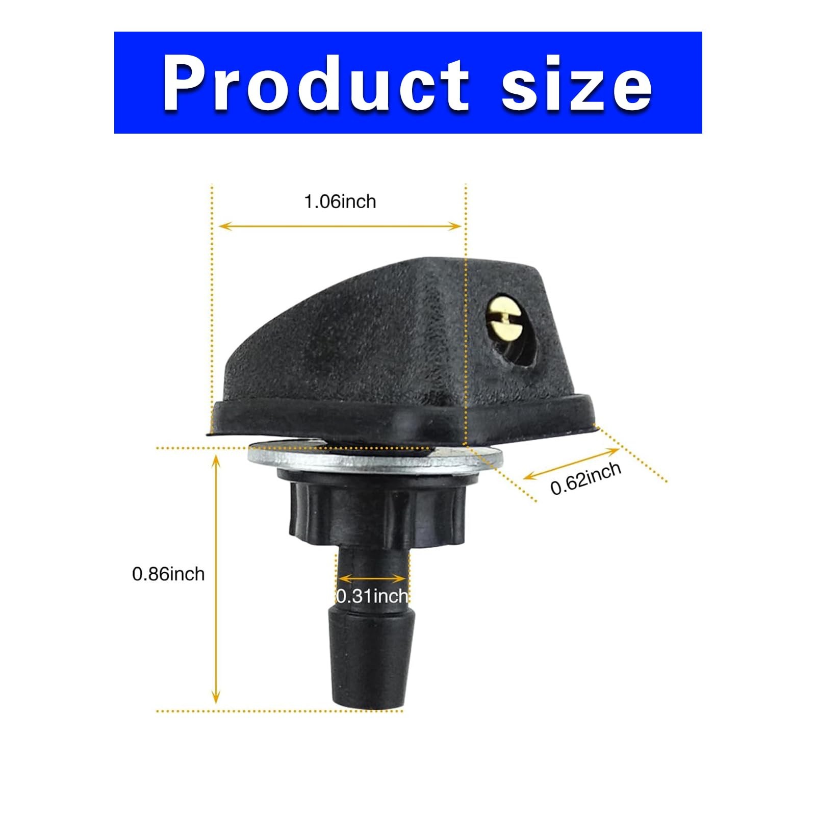 Tesnaao Pack-2 Car Windshield Washer, Automotive 1 inches x 0.6 inches, Black