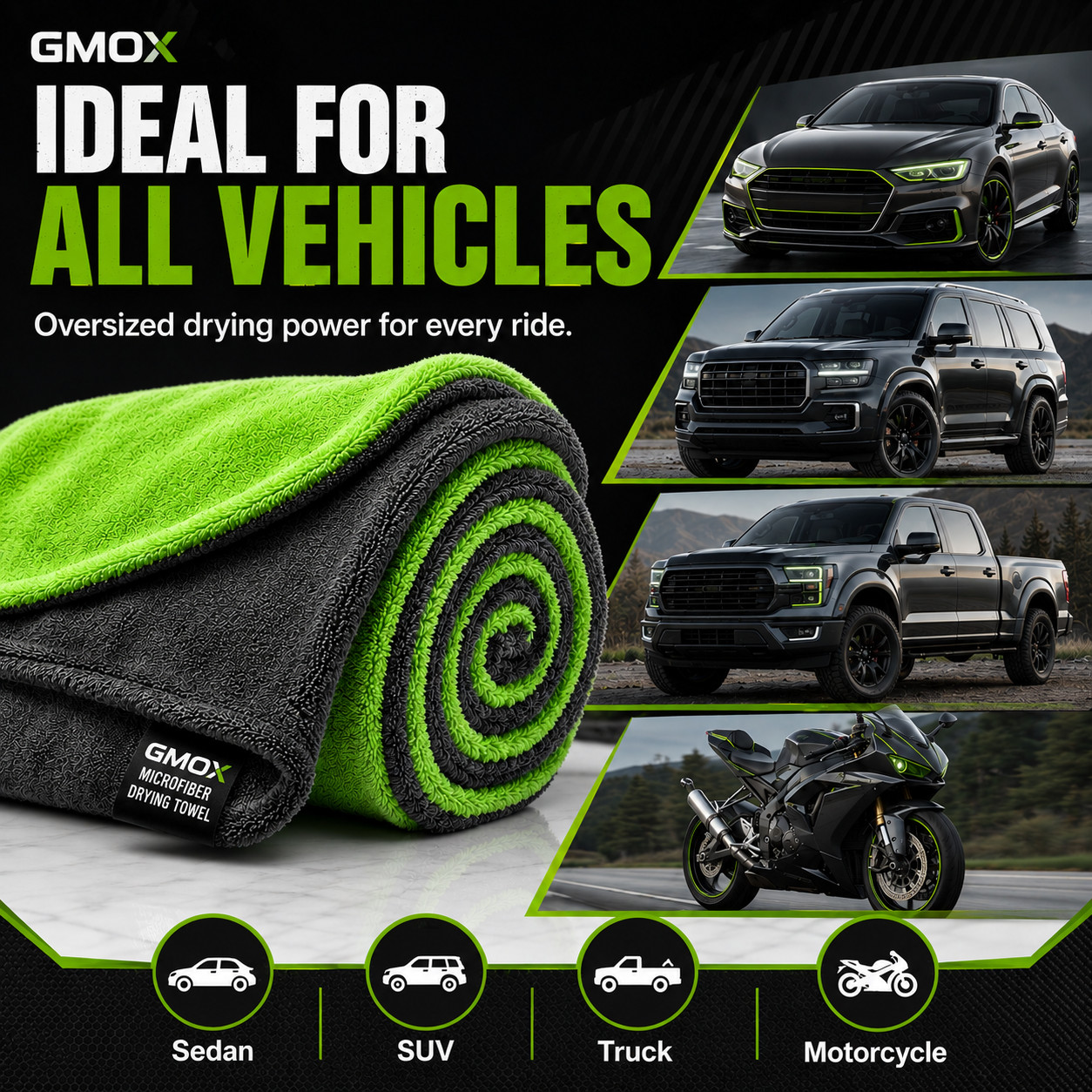 36x24in Microfiber Car Drying Towel 1400GSM Stripe-Free Automatic Washing Cloth