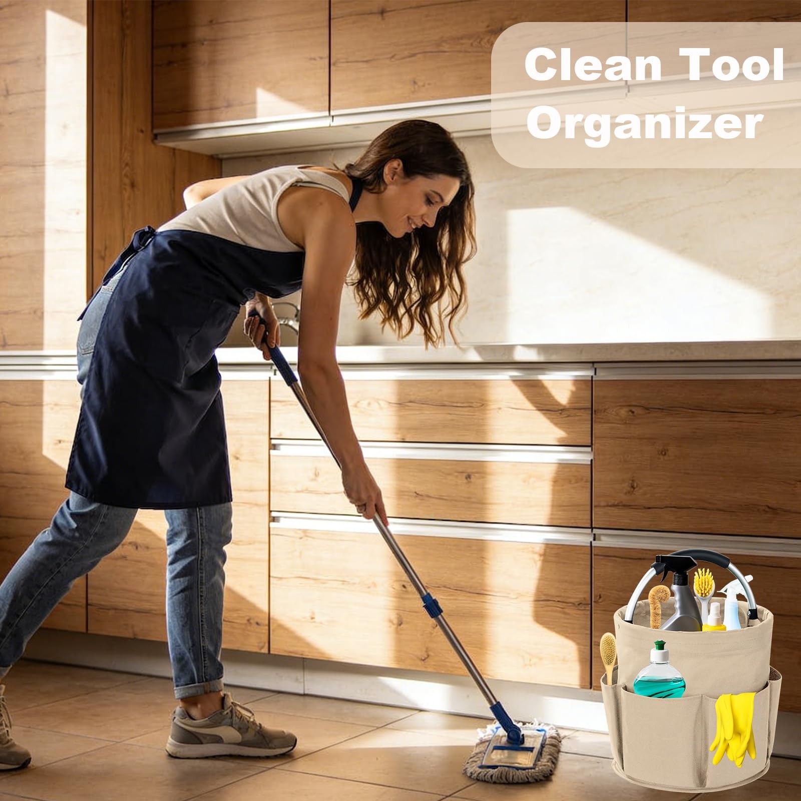 Cleaning Caddy with Handle, 17L Foldable Cleaning Supplies Organizer, Portabl…