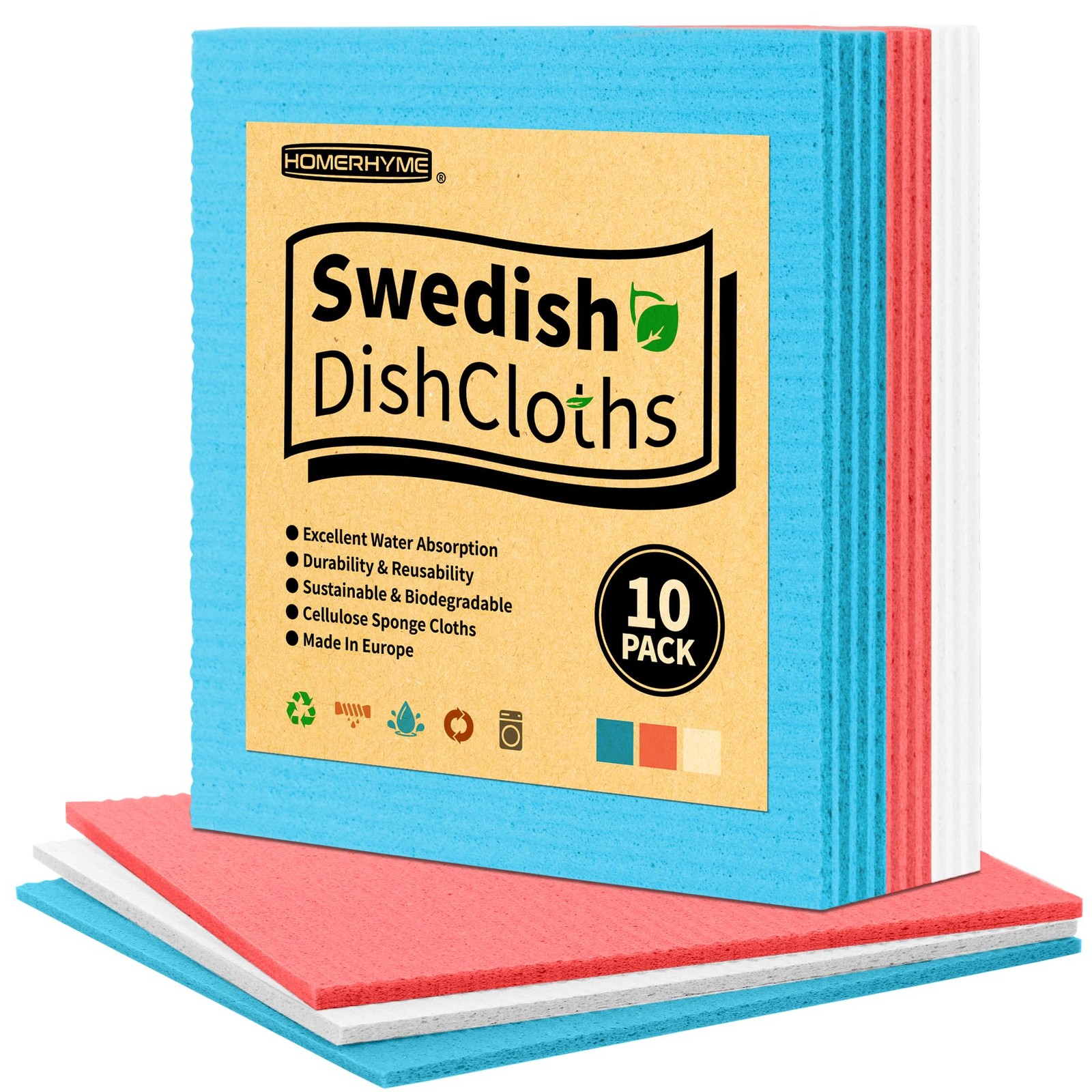 Swedish Dishcloths, 10 Pack Kitchen Towels Dish Rags, Absorbent Swedish Dish …