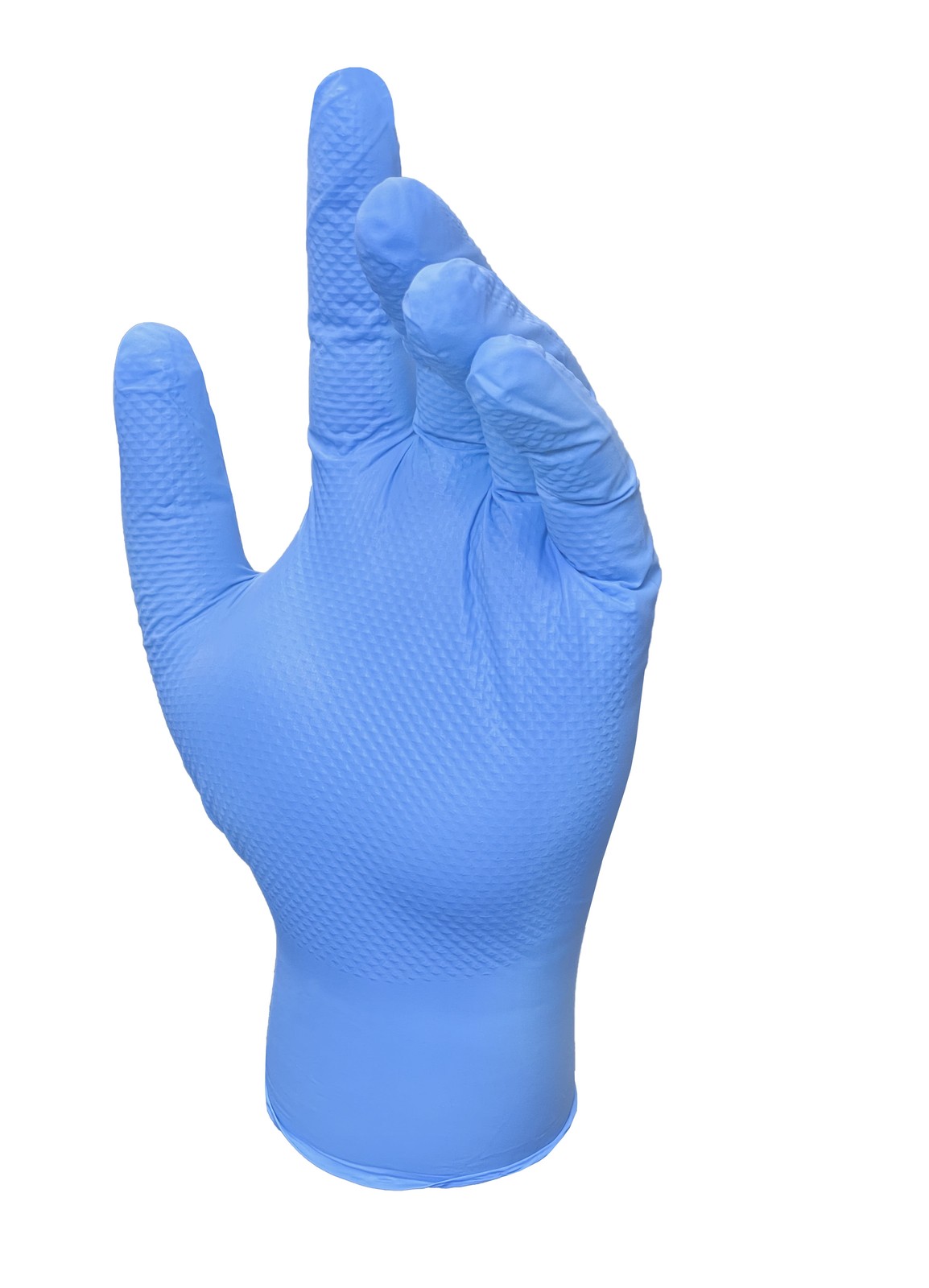Disposable Nitrile Gloves, Blue, 50 Count Traction Grip, Male, Large