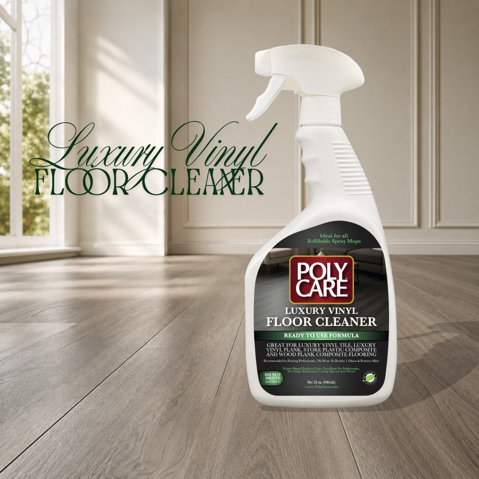 PolyCare Luxury Vinyl Floor Cleaner 32 oz Spray Ready To Use LVT LVP